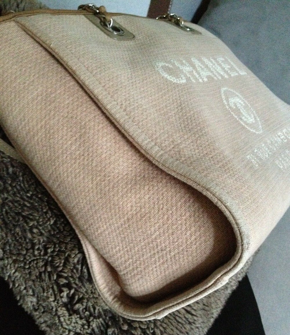Chanel Brown Mini Deauville Tote Beige Leather ref.122425 - Joli
