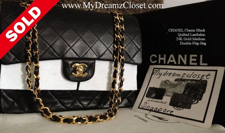 Blåt mærke Nemlig damp SOLD - CHANEL Classic Black Quilted Lambskin 24K Gold Medium Double Flap Bag  - My Dreamz Closet