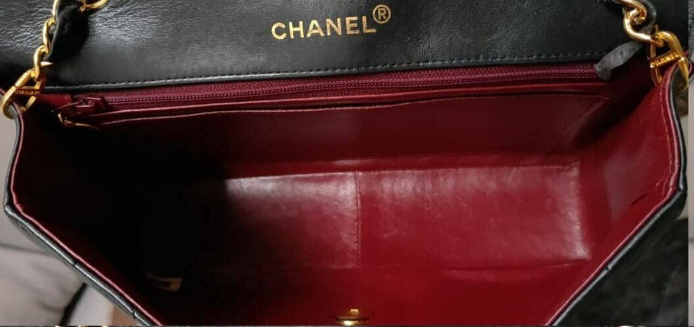 CHANEL Classic Vintage Black Diana 24K Gold Chain Medium Flap