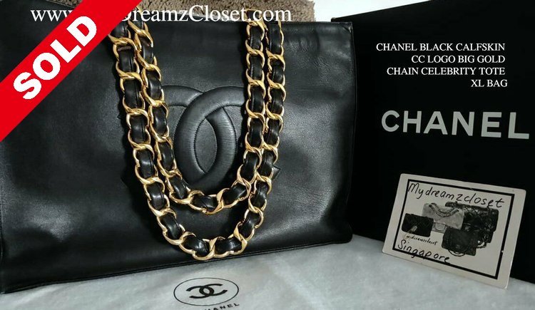 Chanel Vintage Calfskin CC Chain XL Shopper Tote
