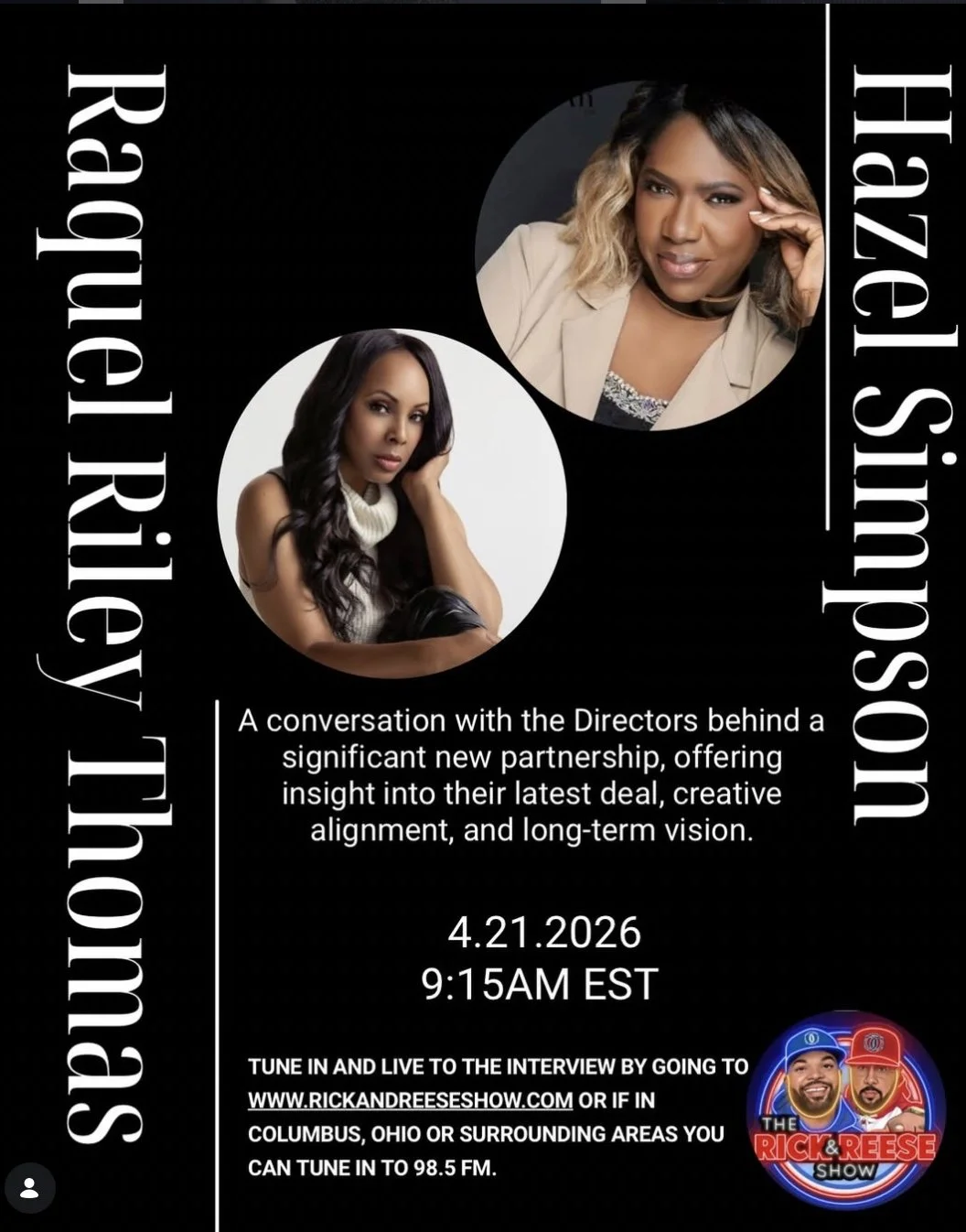Upcoming Live Interview | Rick and Reese | Raquel Riley Thomas and Hazel Simpson