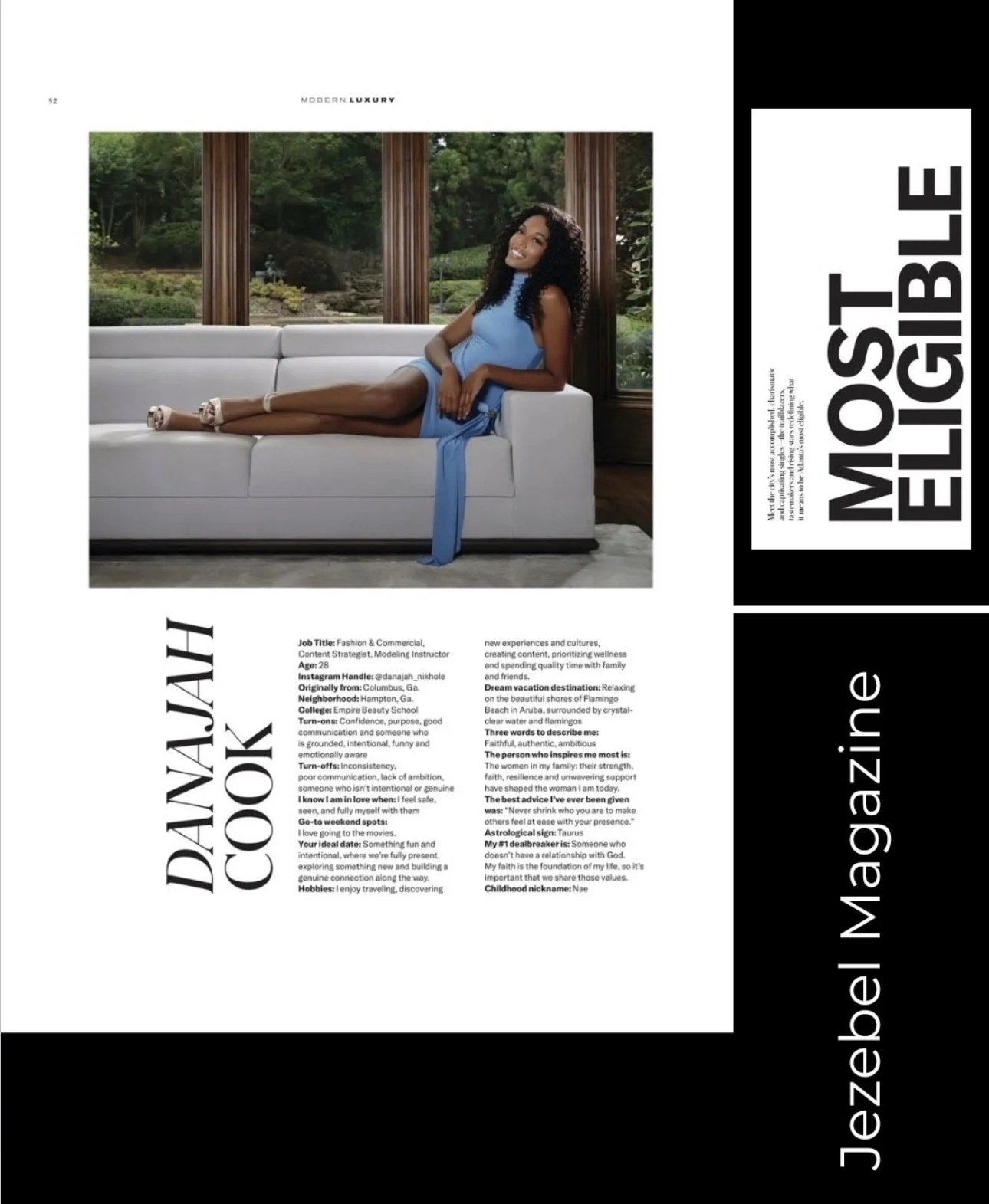Jezebel Magazine | Danajah Cook | Featured in Most Eligible Issue, Aug/Sep 2026