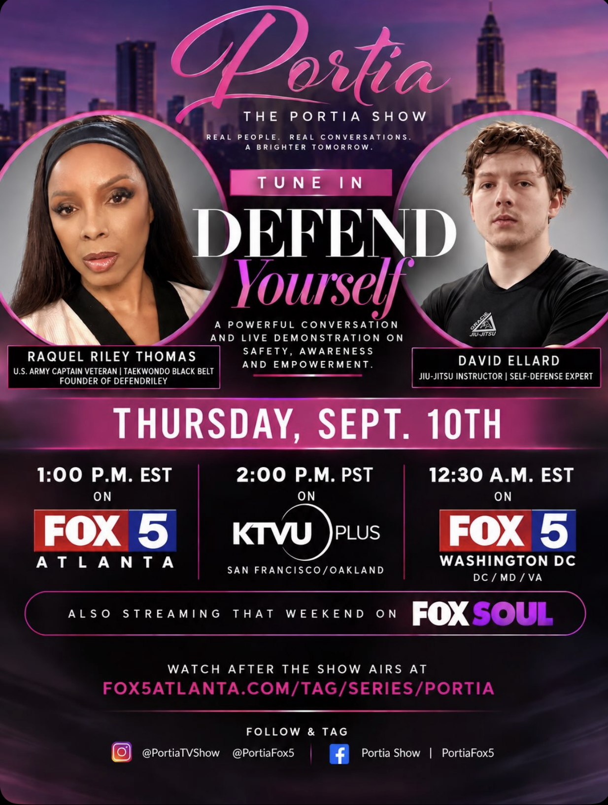 TV Interview | The Portia Show | Raquel Riley Thomas as a Black Belt and DefendRILEY Advocate  