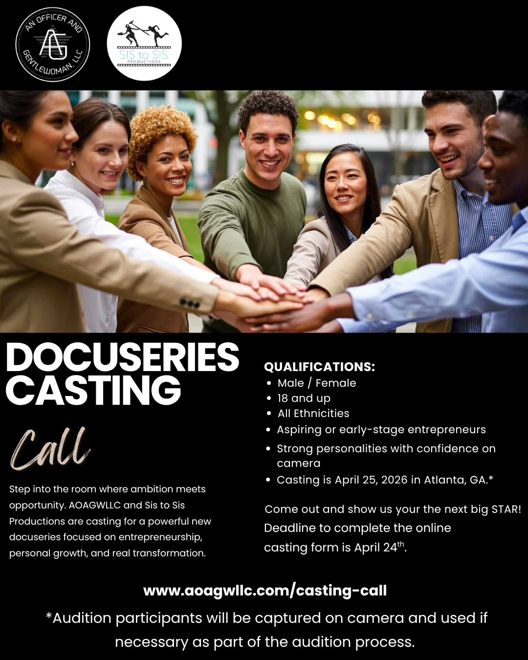 Casting Call | AOAGWLLC And Sis To Sis Productions