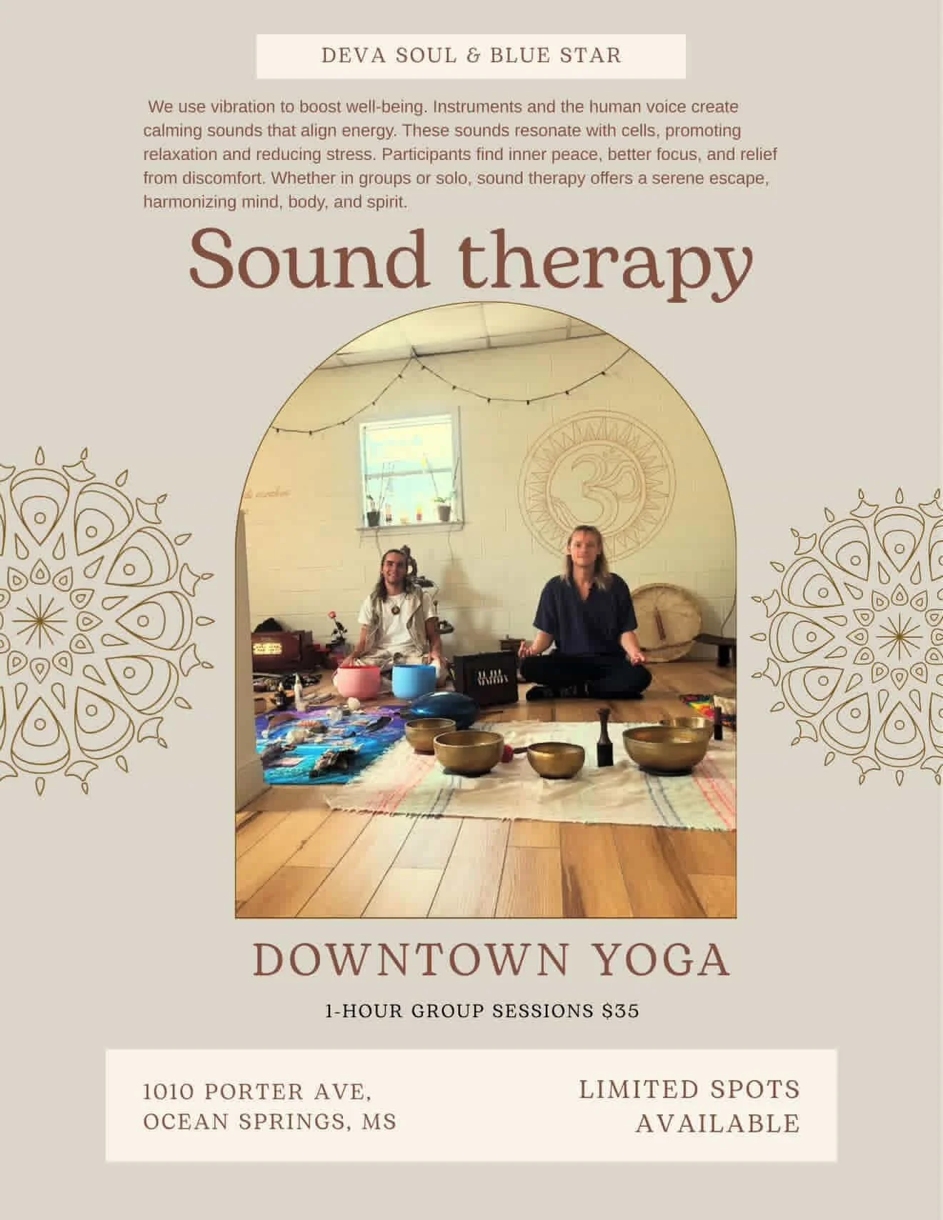 This Sunday!! These sweet souls are blessing our studio again with their absolutely stunning vocals, music and energy. Bathe in the healing frequencies of sound on Sunday, December 7th at 1 PM. No yoga experience necessary. $35 at door and pre regist