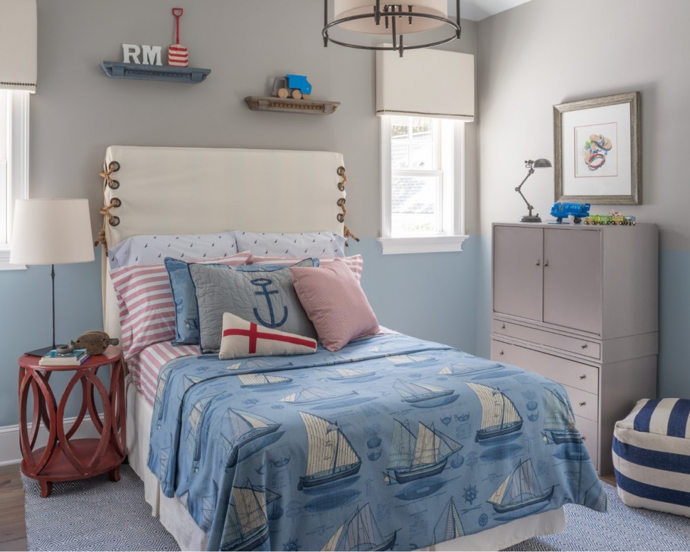   A boy’s bedroom in a nautical theme is just right for a beach house.  