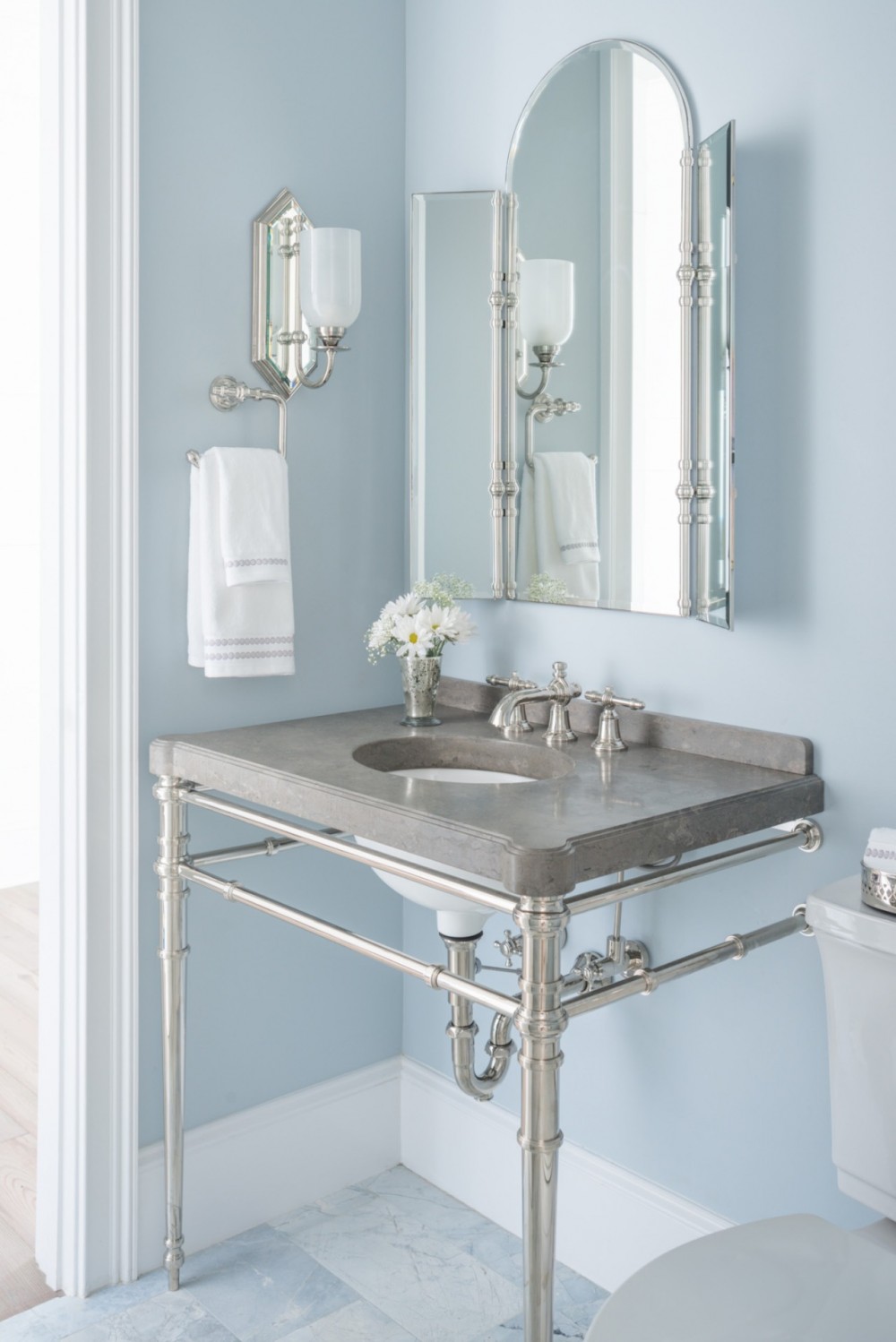   The powder room shows off a side of Southern style that’s steeped in elegance and tradition.&nbsp;  