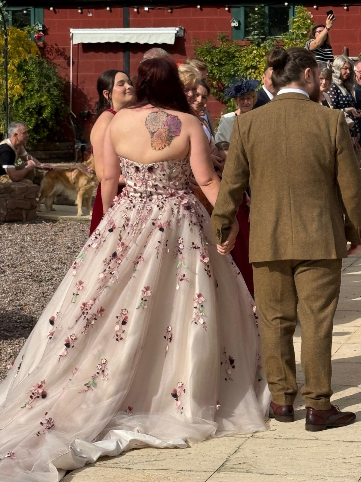 Lorna's spectacular dress at Lorna &amp; Will’s Beautiful Stanford Farm Wedding at Stanford Farm