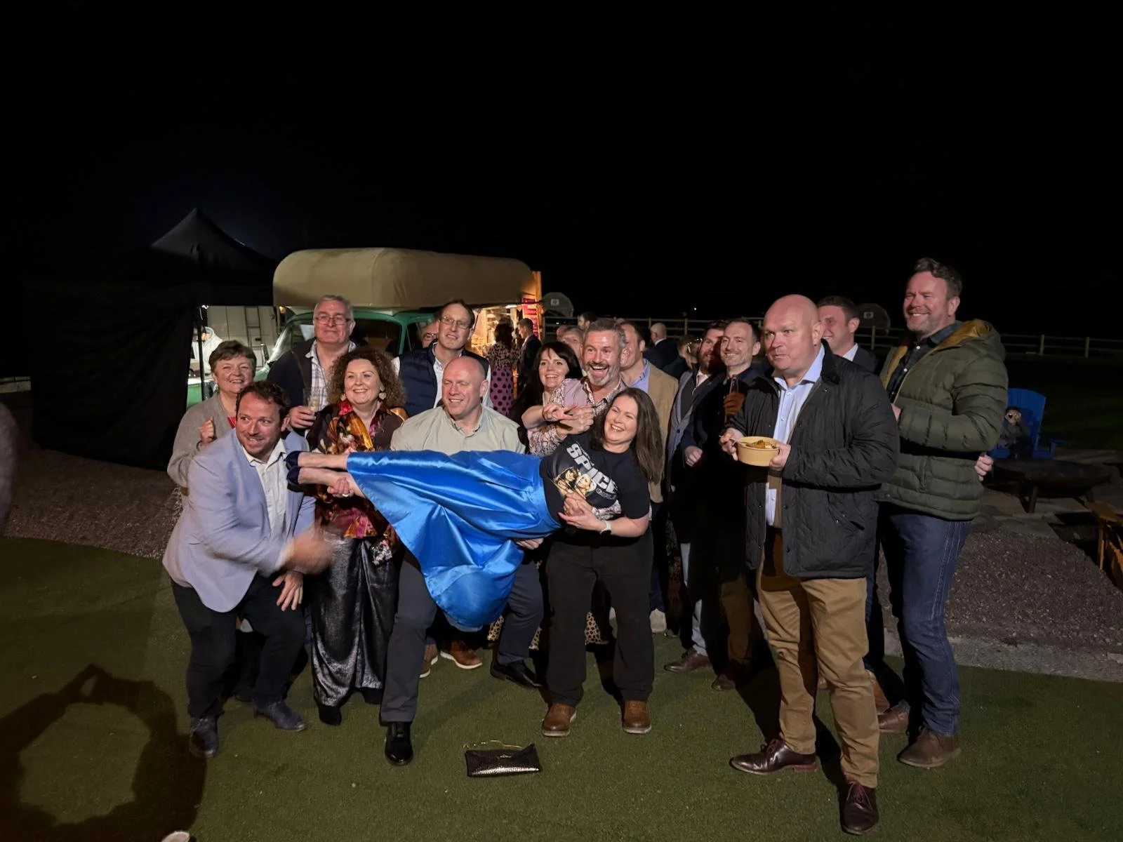 Night-time fun at Lisa and Martin's Elopement Party at Stanford Farm