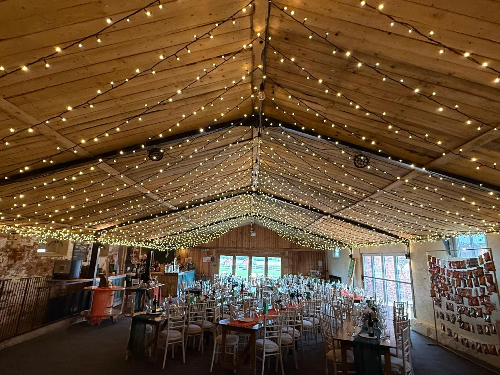 The Cowhouse ready for Robbie and Stacy's wedding at Stanford Farm in Shropshire