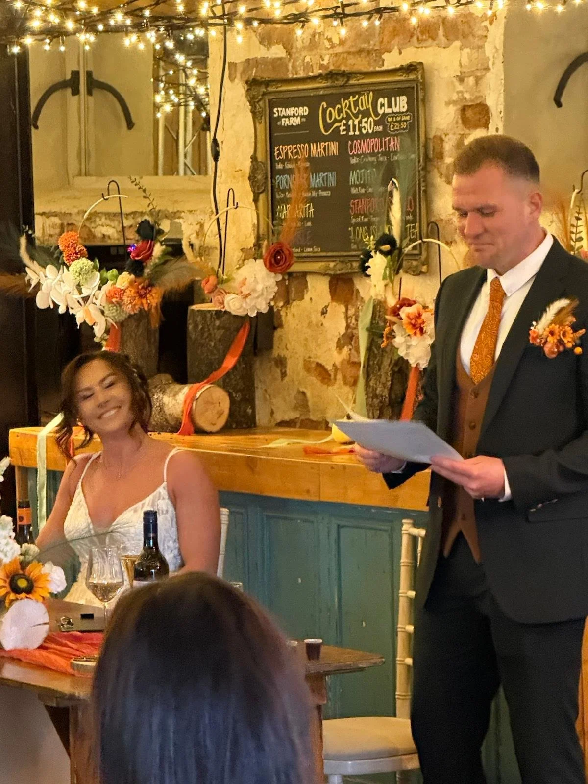 Speeches at Robbie and Stacy's wedding at Stanford Farm in Shropshire