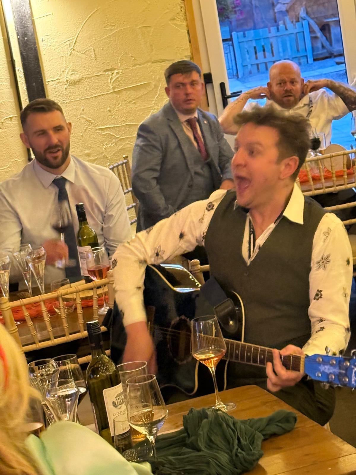 Family music at Robbie and Stacy's wedding at Stanford Farm in Shropshire