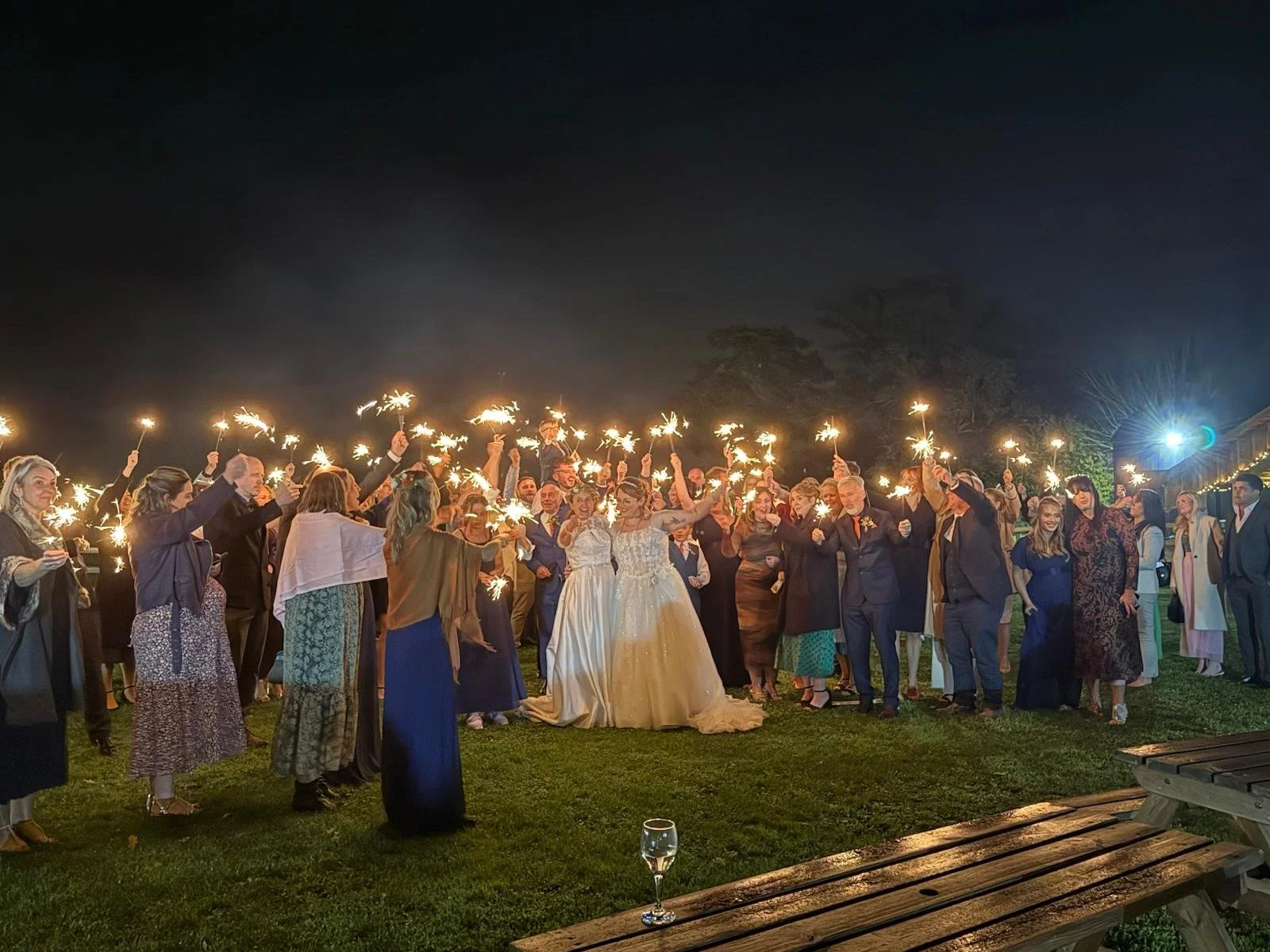 More sparklers from the guests at Georgie &amp; Kim’s Autumn Wedding at Stanford Farm, Shropshire