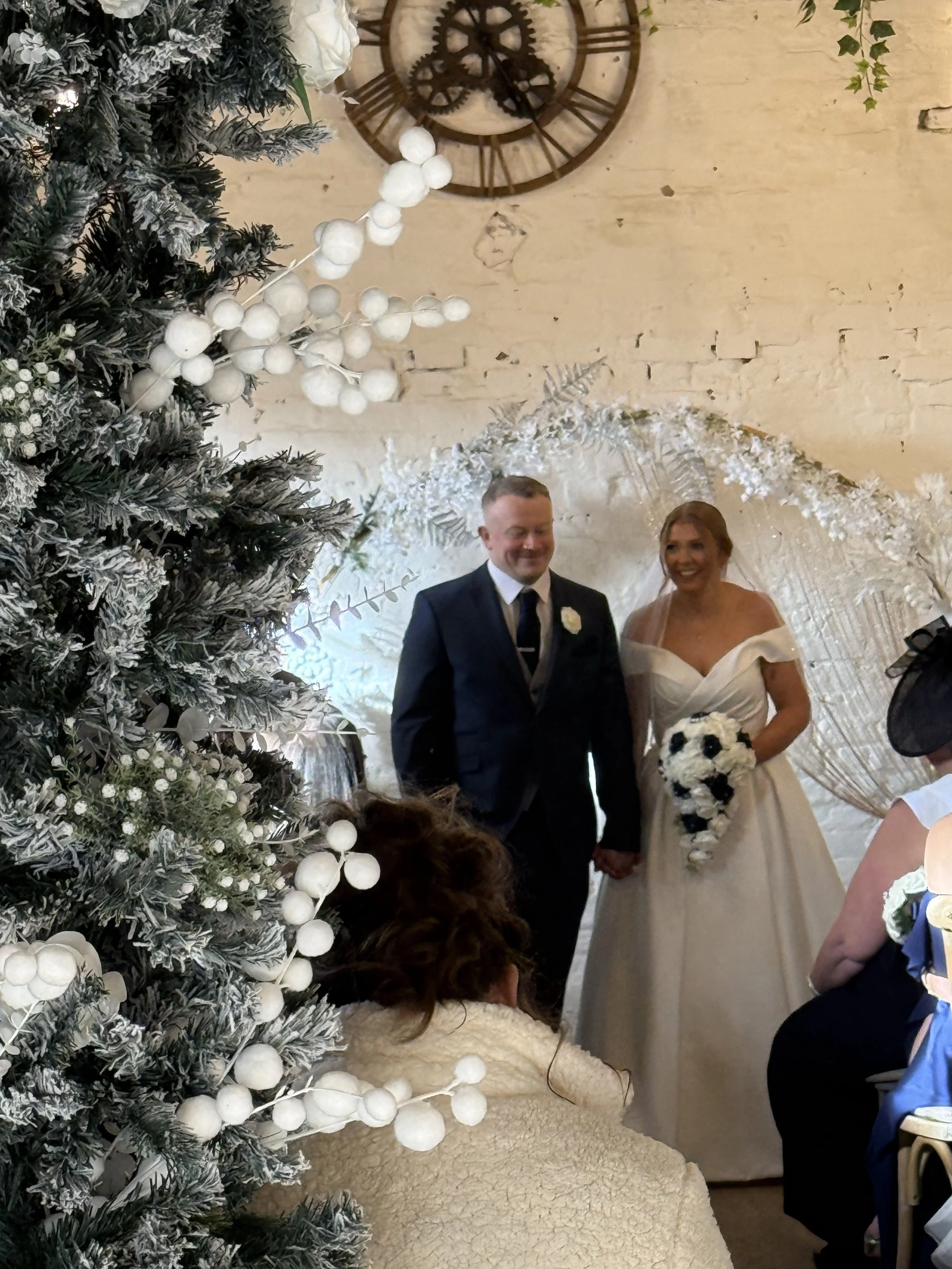 Wedding ceremony in the Stables - Abbie and Dan’s Romantic Valentines Day wedding at Stanford Farm 