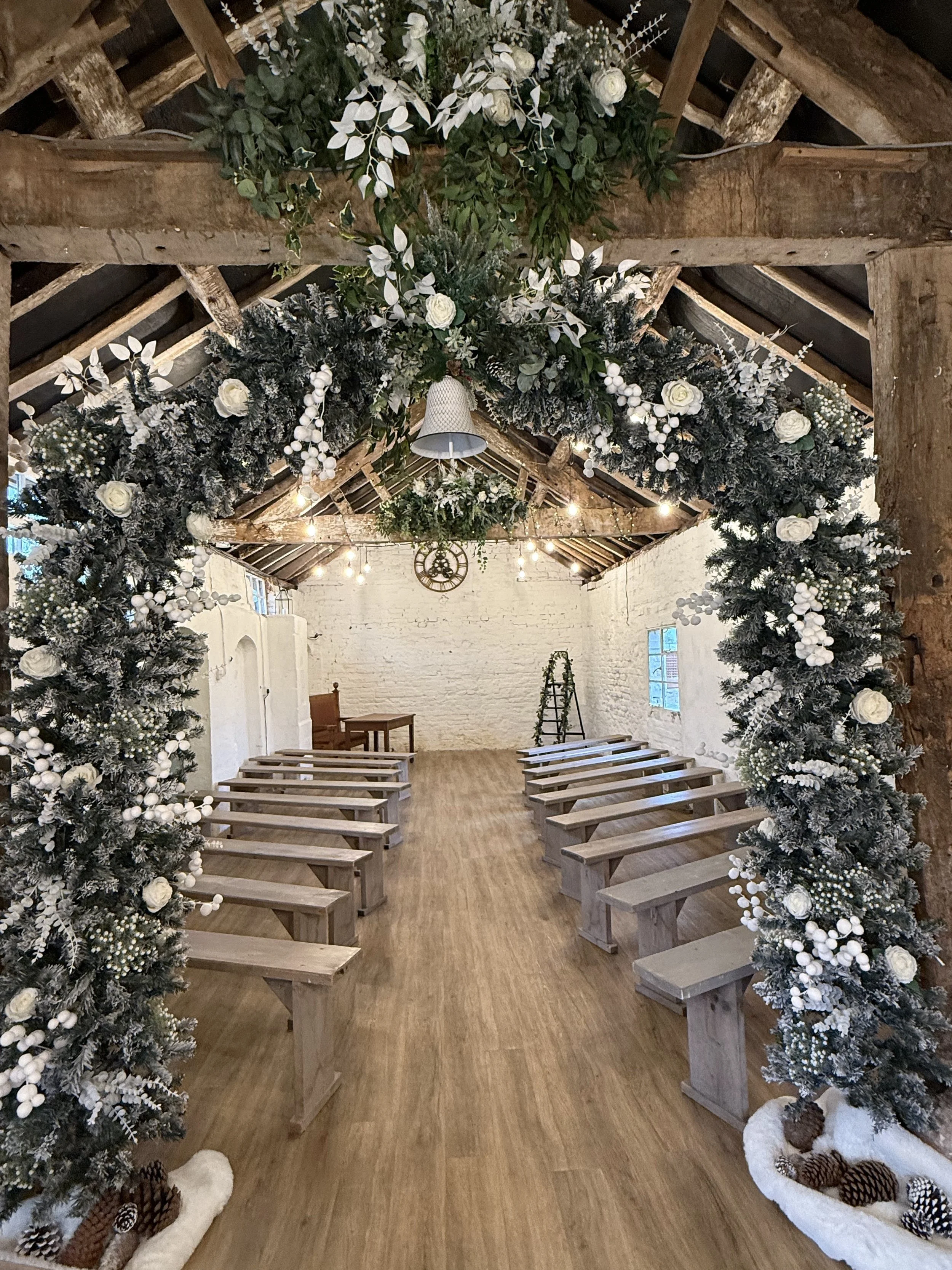The Stables decorated ready for Sharon and Ben’s Beautiful wedding at Stanford Farm in Shropshire