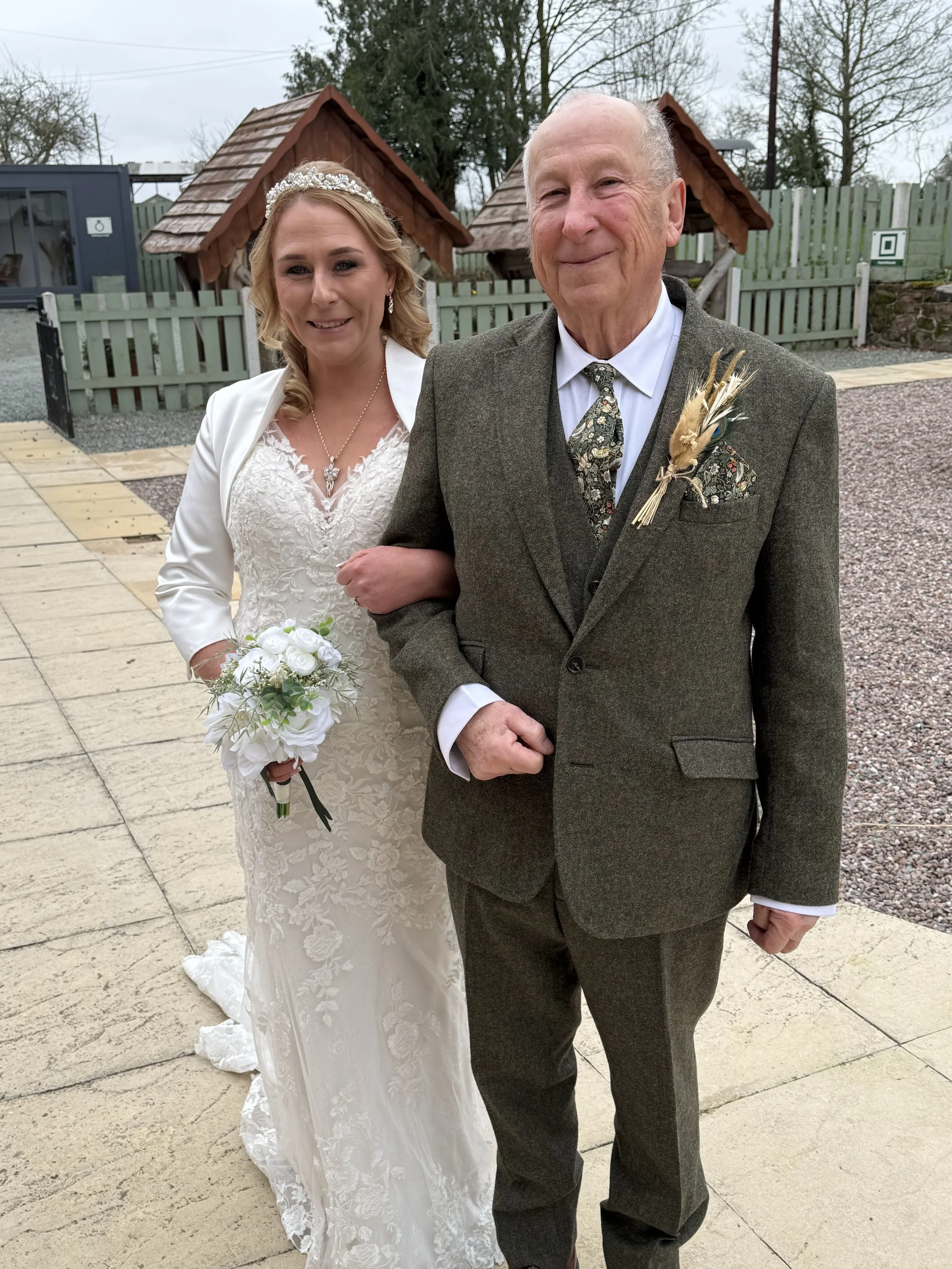 Sharon and her Father at her Beautiful wedding at Stanford Farm in Shropshire