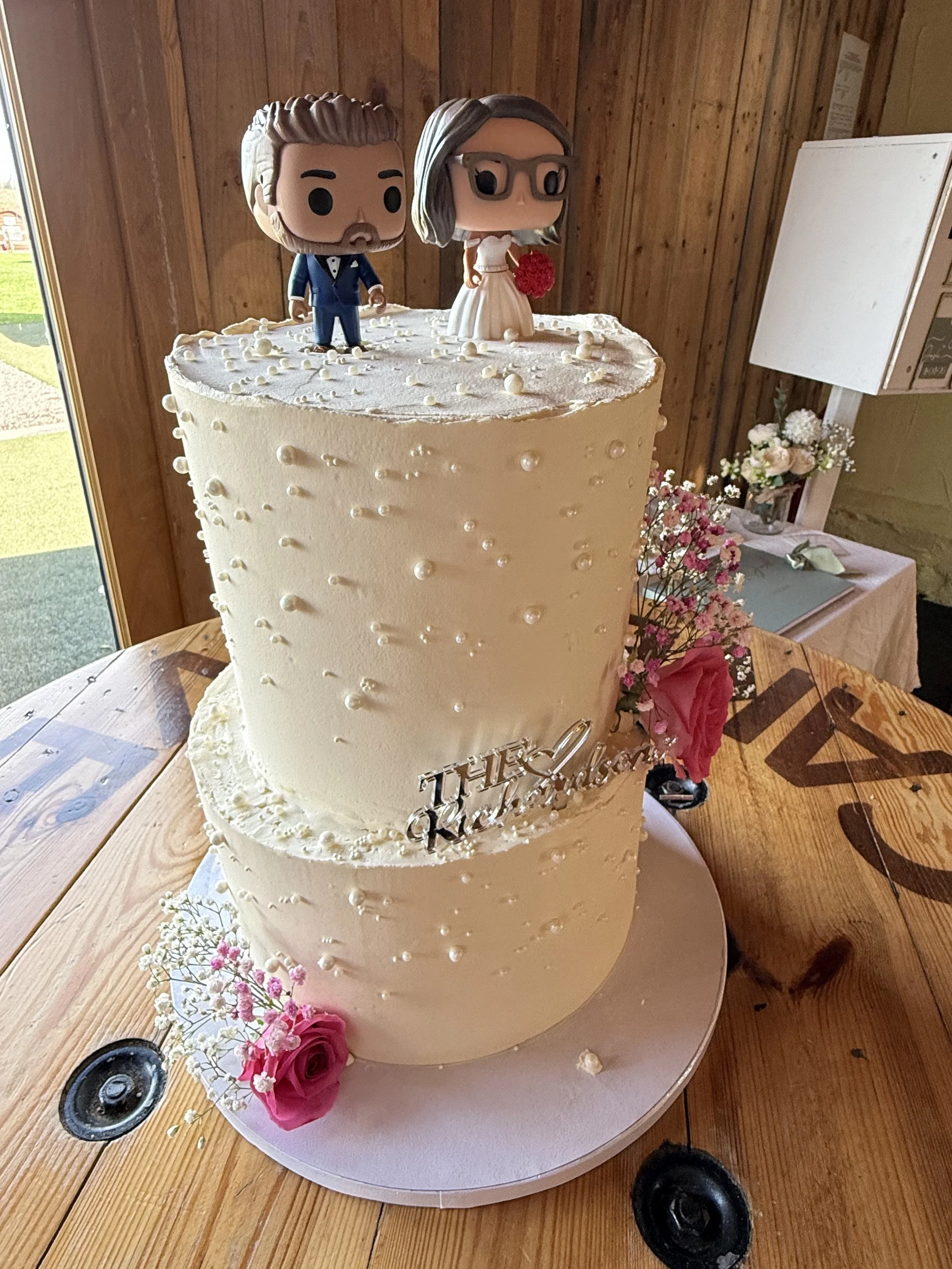 Ellie and Josh's wedding cake at Stanford Farm, Shropshire