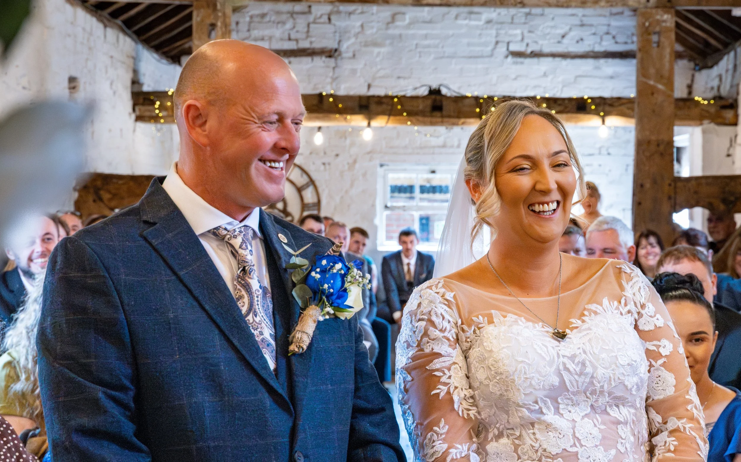 Diring the ceremony at Jodie and Phil’s Wedding at Stanford Farm, Shropshire
