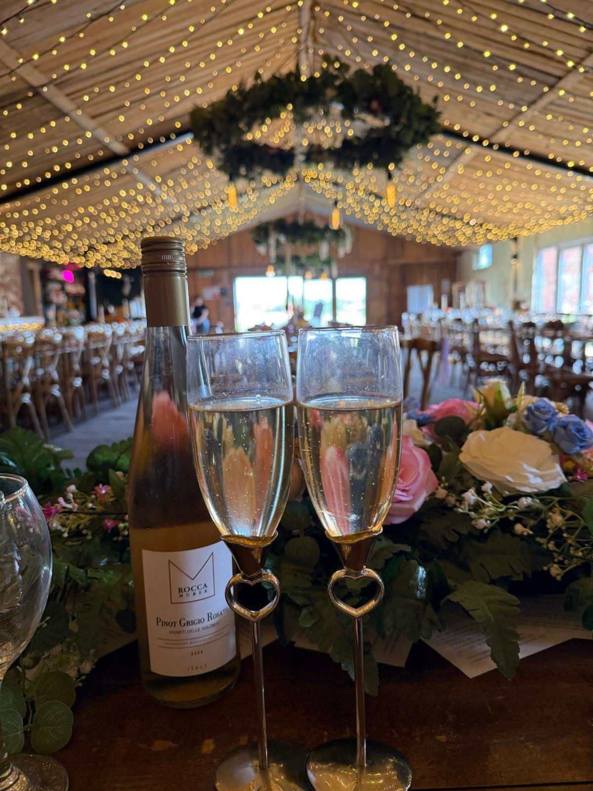 Our Cowhouse decorated ready for Natasha and Joe's Bank Holiday Wedding at Stanford Farm, Shropshire