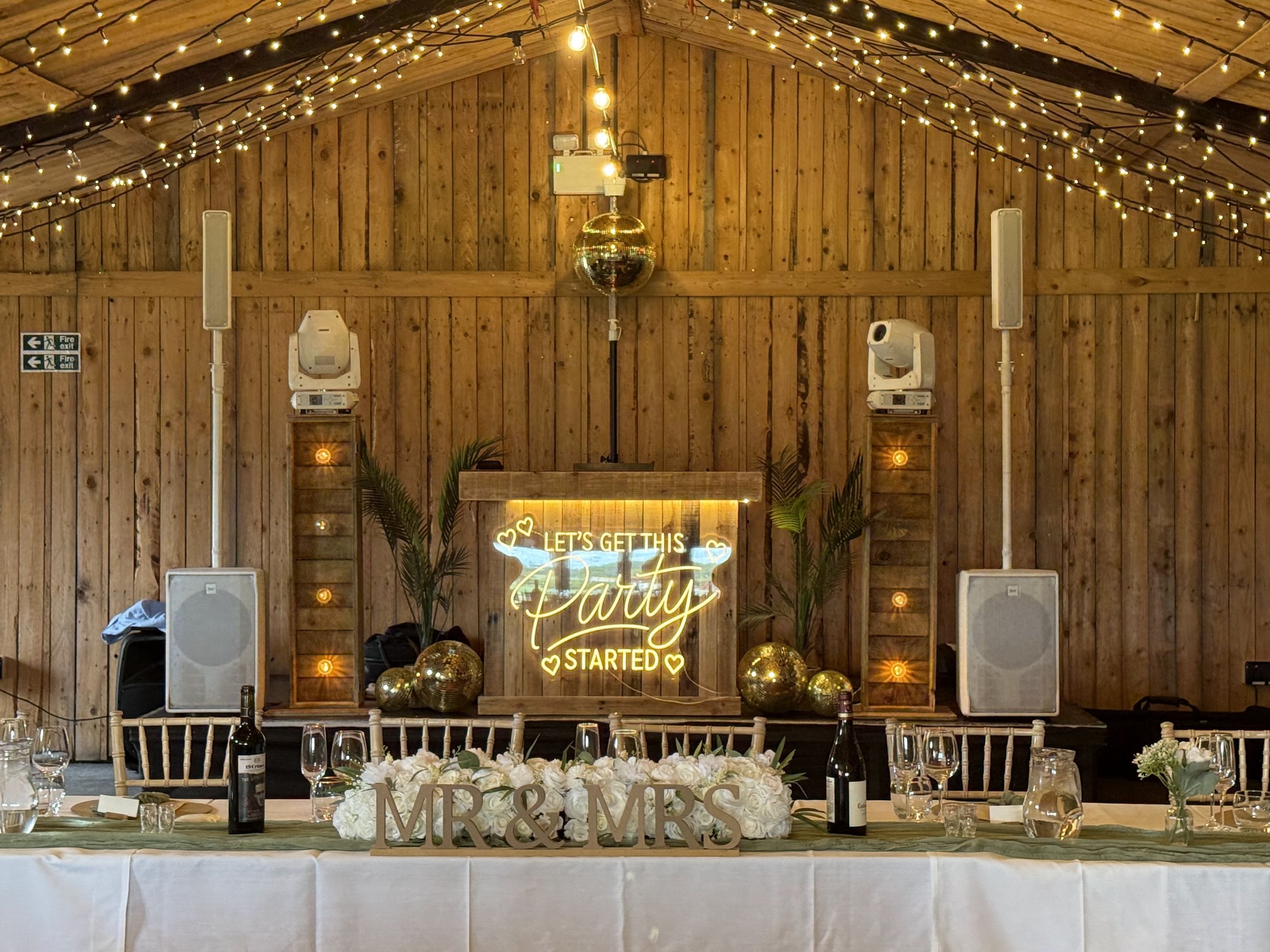 The top table at Natalie and Ryan's Wedding at Stanford Farm