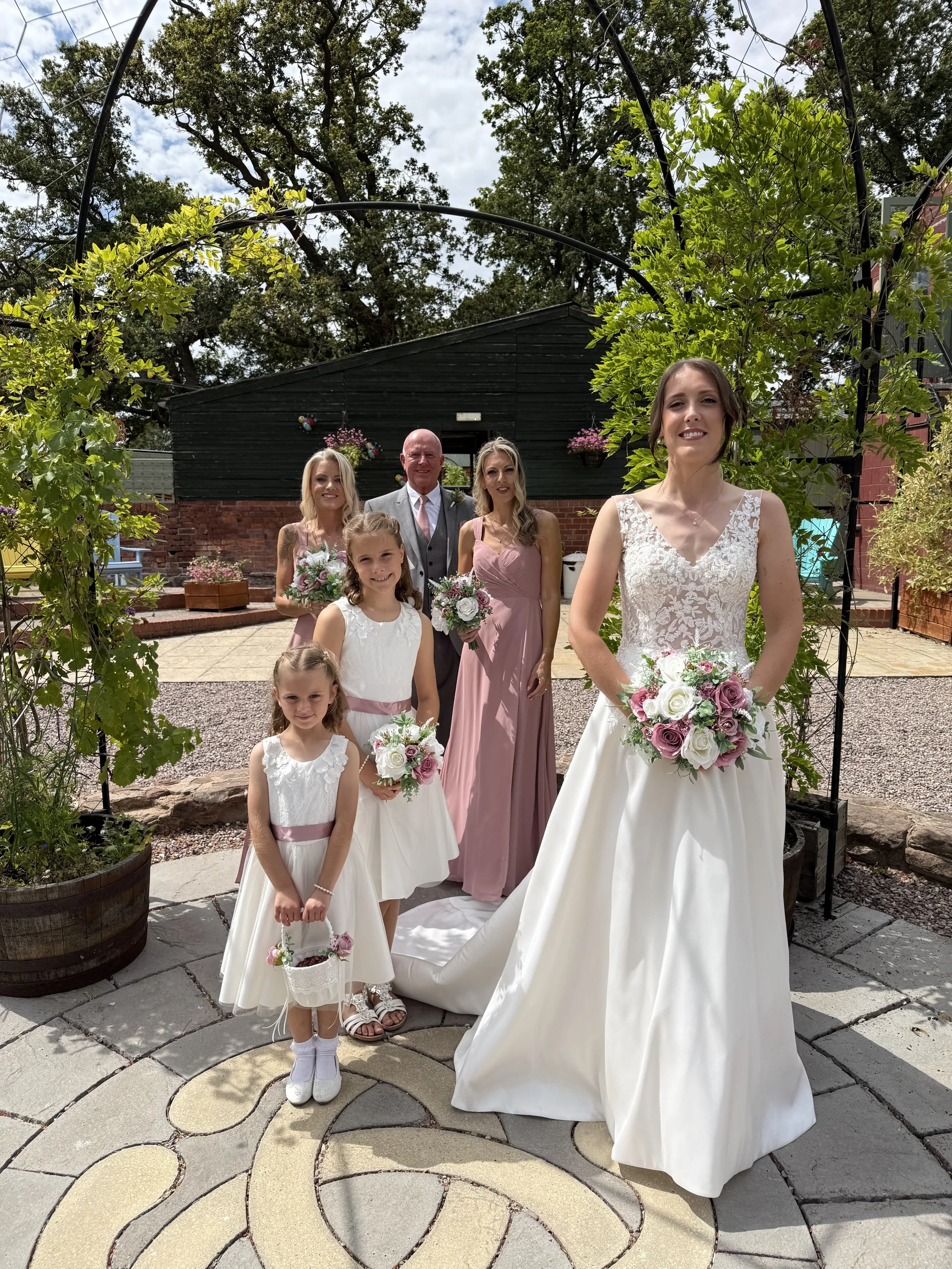 In the courtyard getting ready for the ceremony at the Lakeside