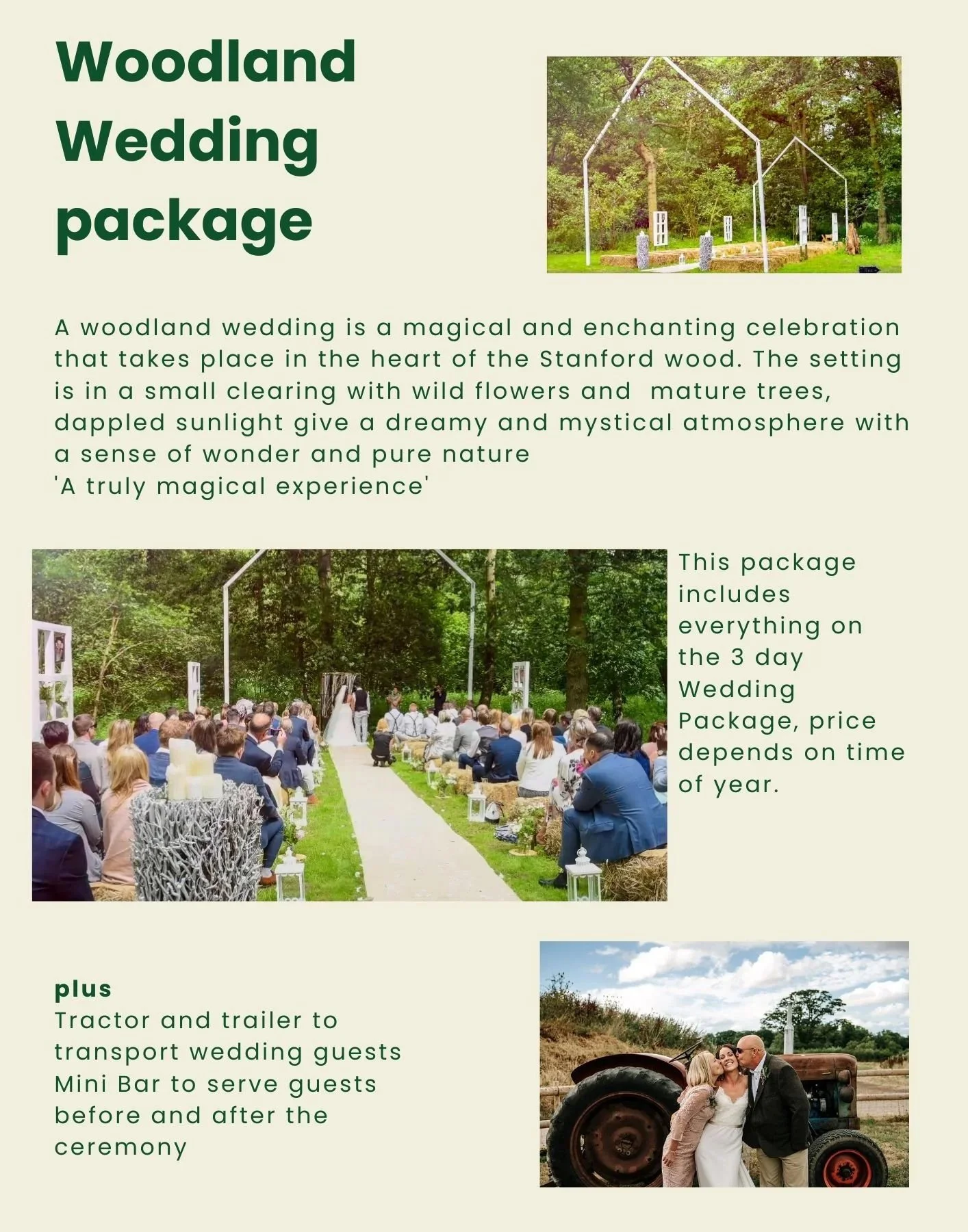 Woodland wedding package at Stanford Farm in Shropshire