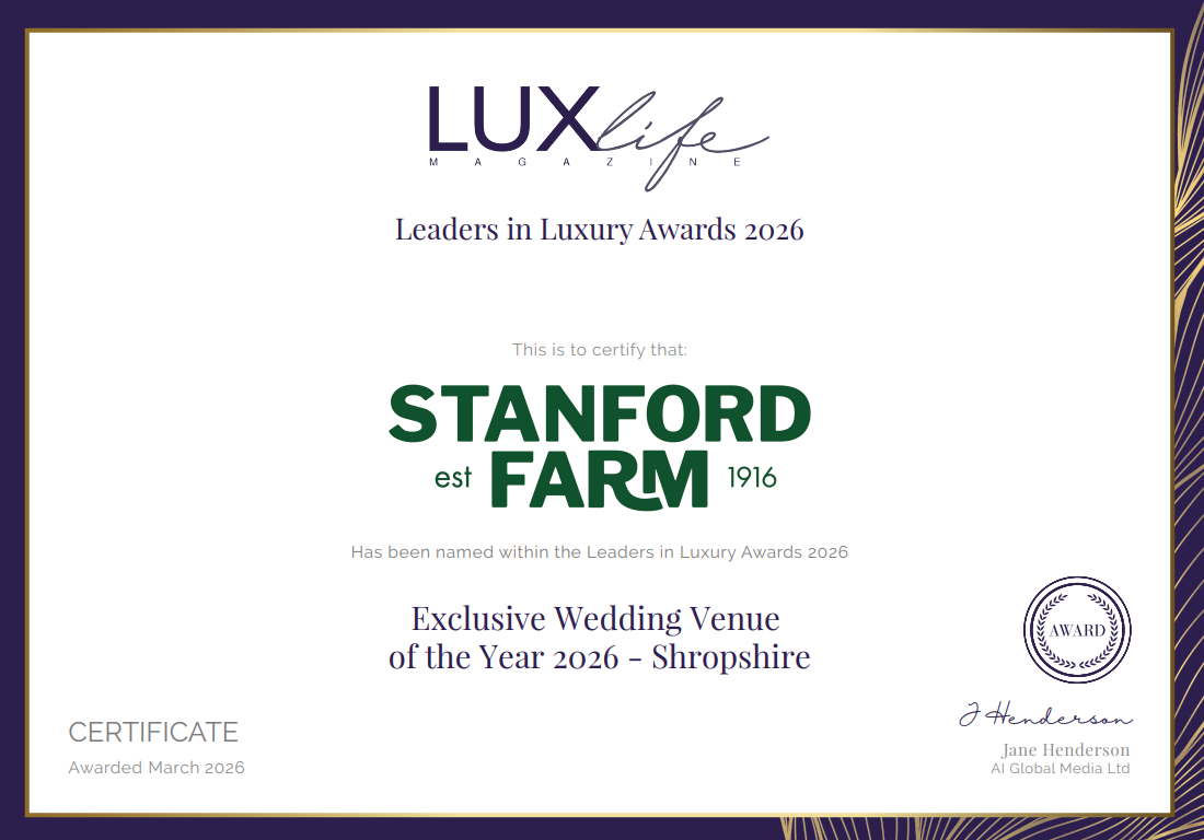 2026 exclusive wedding venue of the year 2026 award goes to Stanford Farm