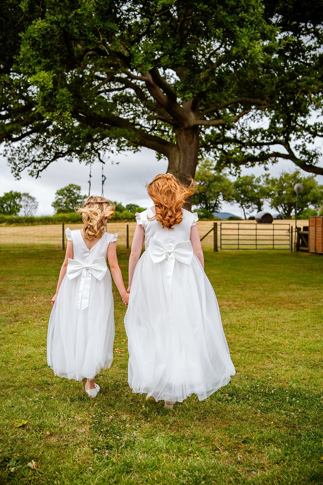 Late Availability weddings at Stanford Farm in Shropshire - flower girls in the garden
