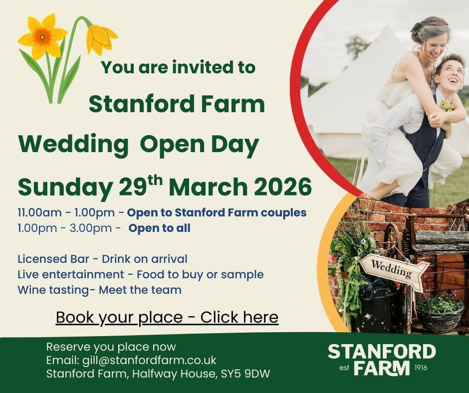 Wedding open day at Stanford Farm 29th March 2026 free entry
