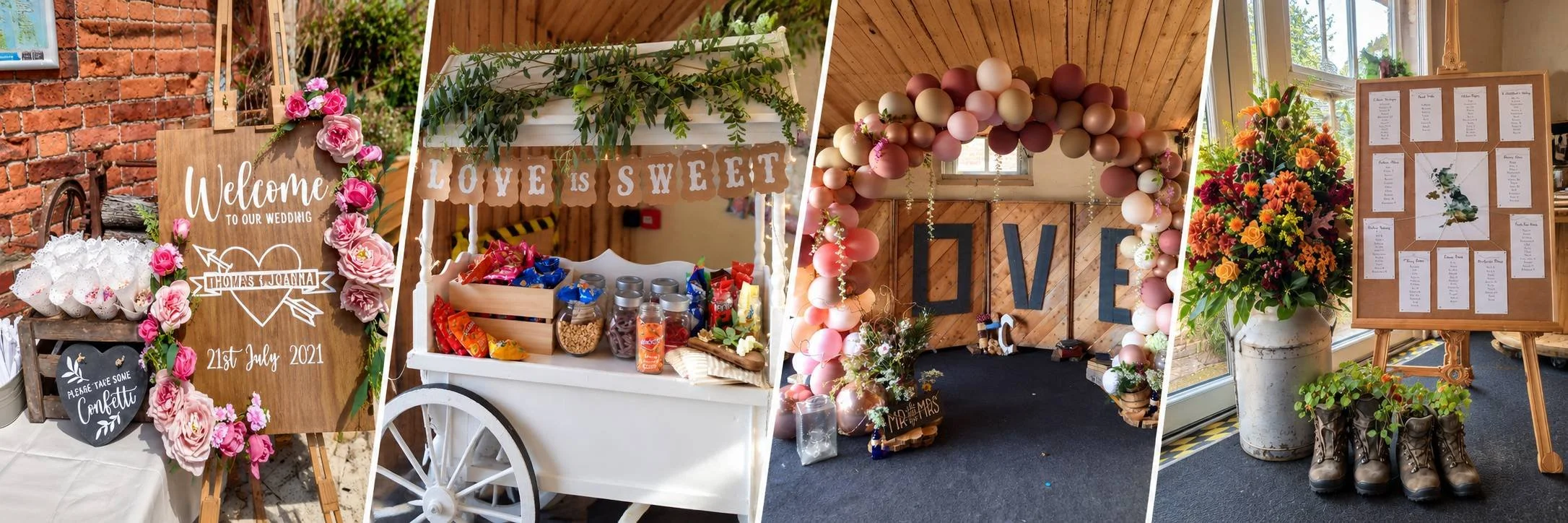 Reusable wedding decorations and styling ideas from the Eco Prop Stop at Stanford Farm