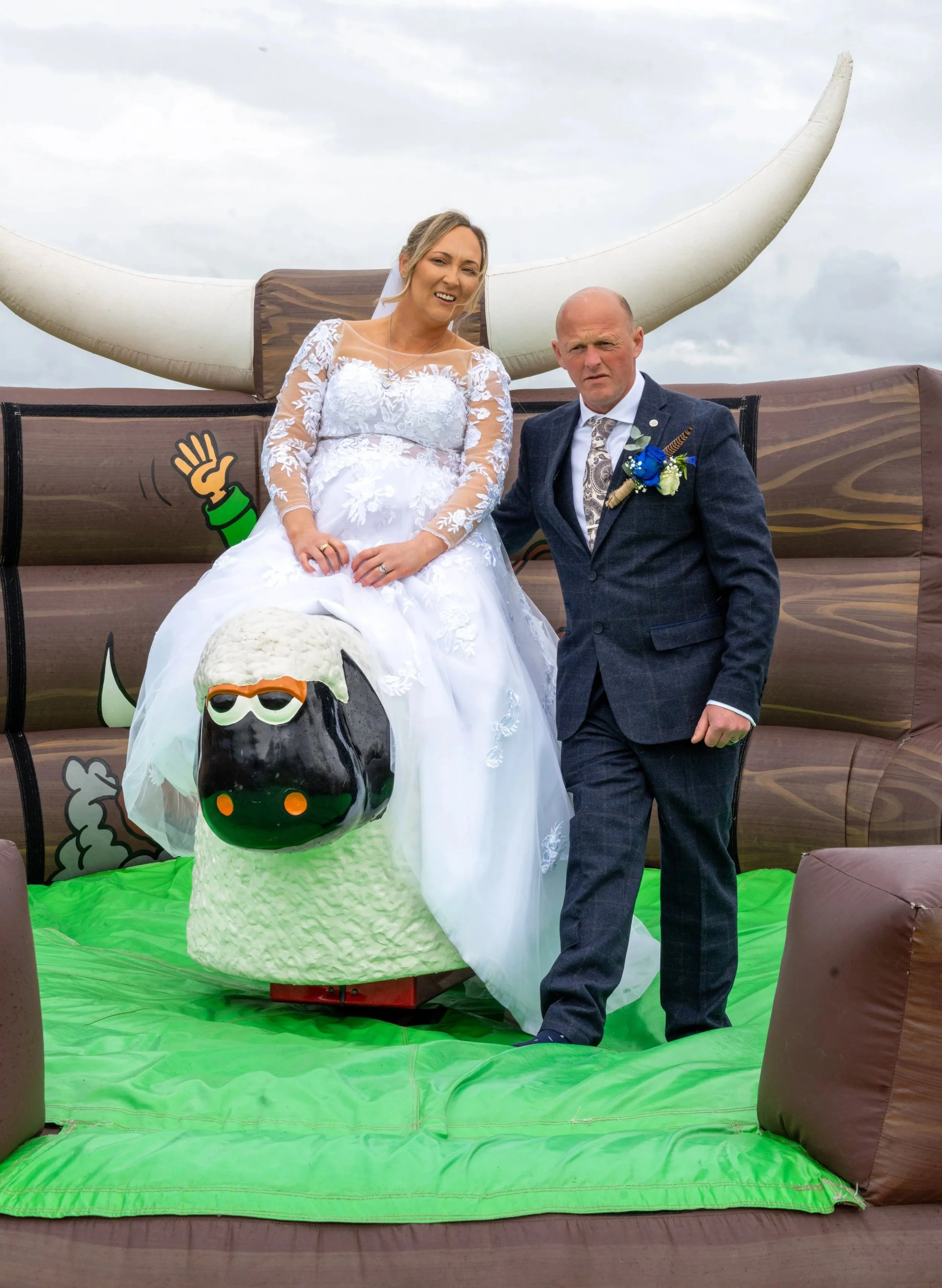 The rodeo sheep at Jodie & Phil’s Wedding at Stanford Farm, Shropshire