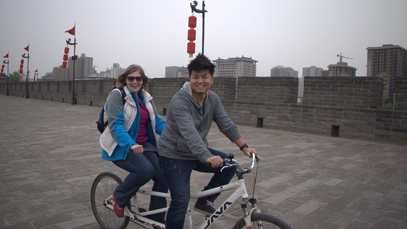 Biking on the city wall in Xi'an.JPG