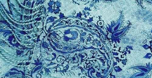 Detail of woven and printed tencel scarf.