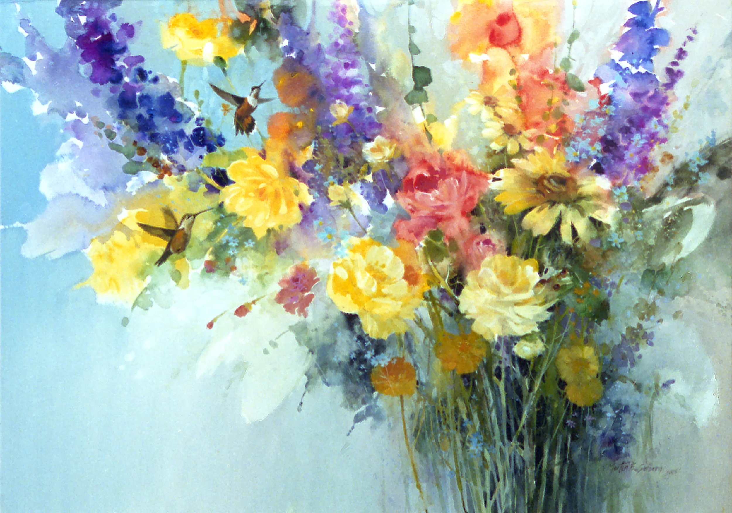 "Rufous & Roses" Hummingbirds