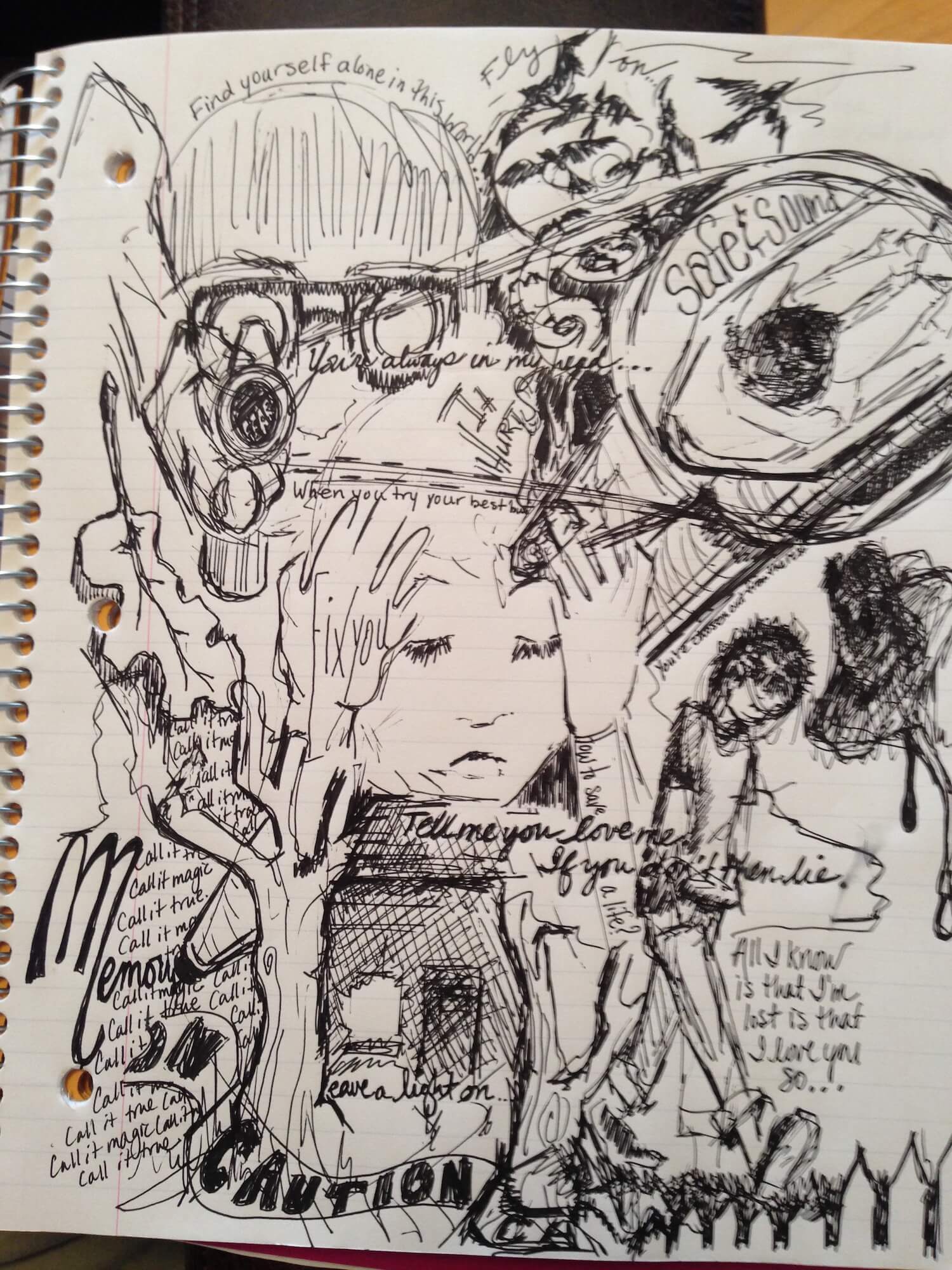 Sometimes I doodle while listening to my story's playlist to draw out themes and make connections.
