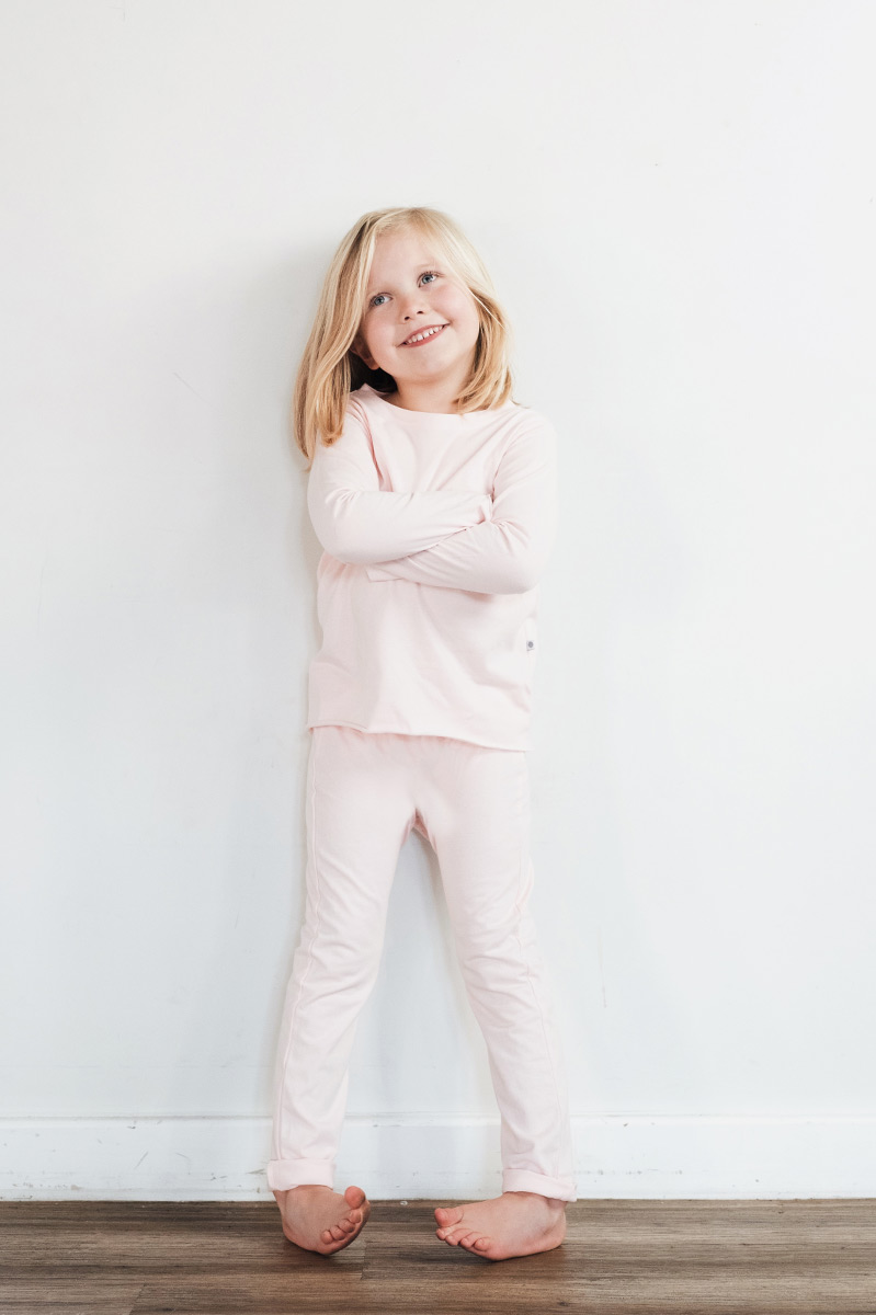 Kids Yoga set, pyjamas, organic jersey cotton, unisex, girls and boys, quartz pink
