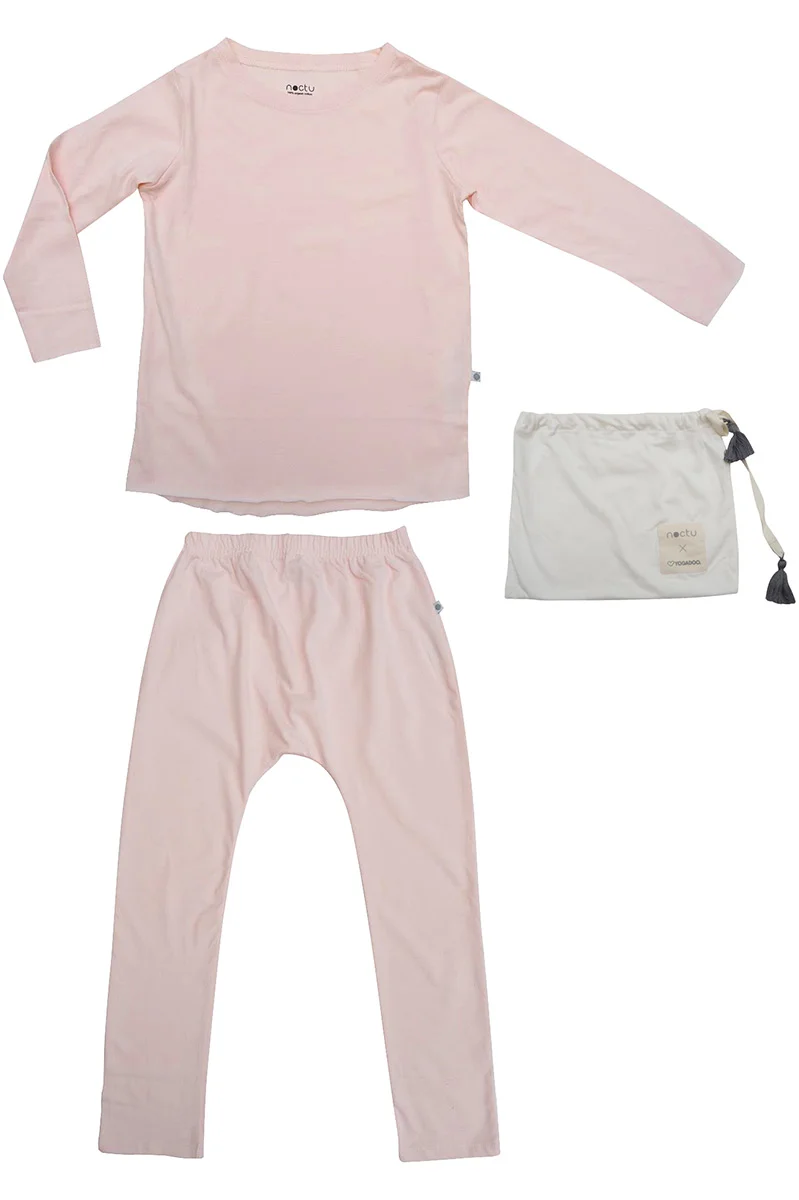 Kids Yoga set, pyjamas, organic jersey cotton, unisex, girls and boys, quartz pink