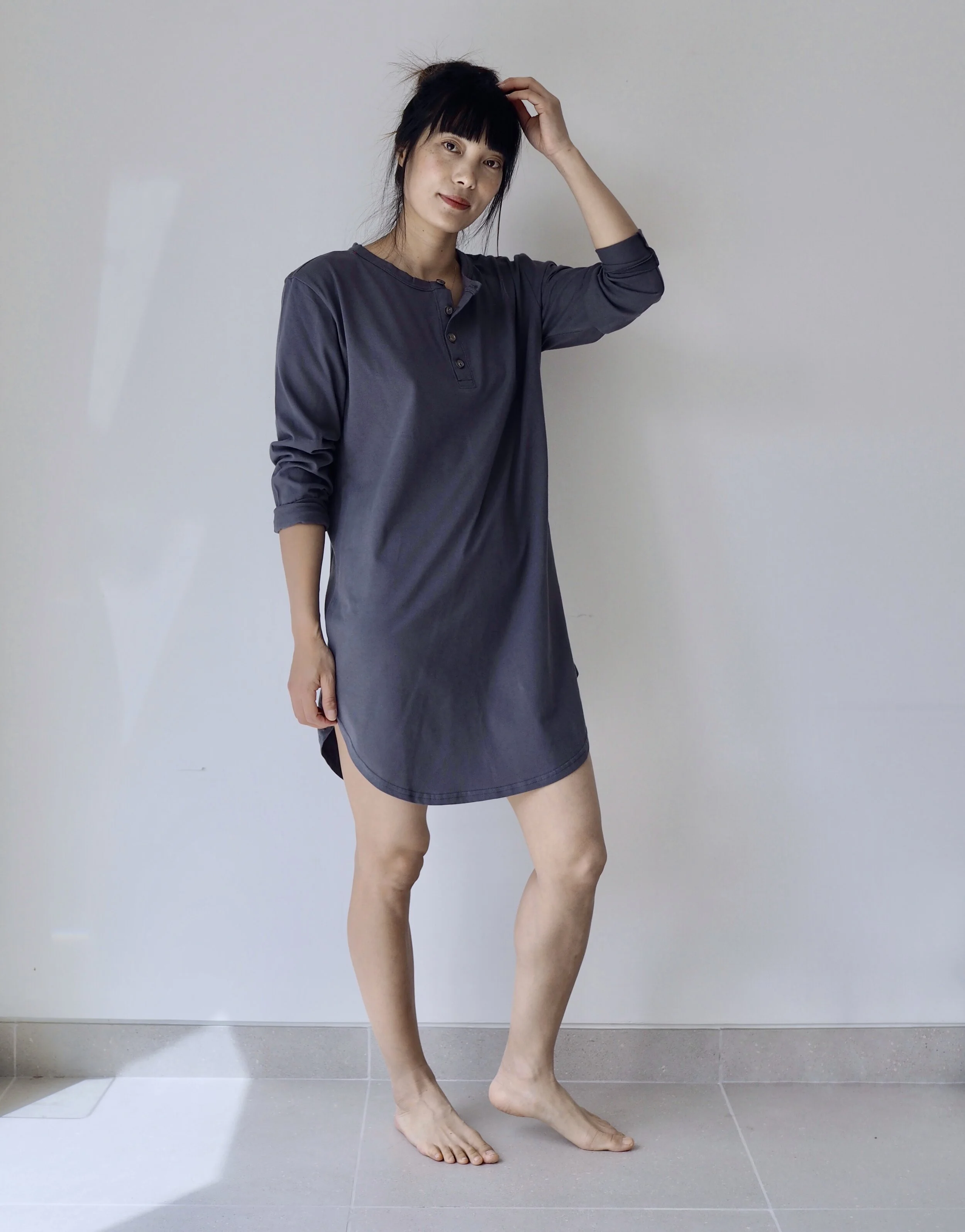 mayar button down nightshirt / thunder grey