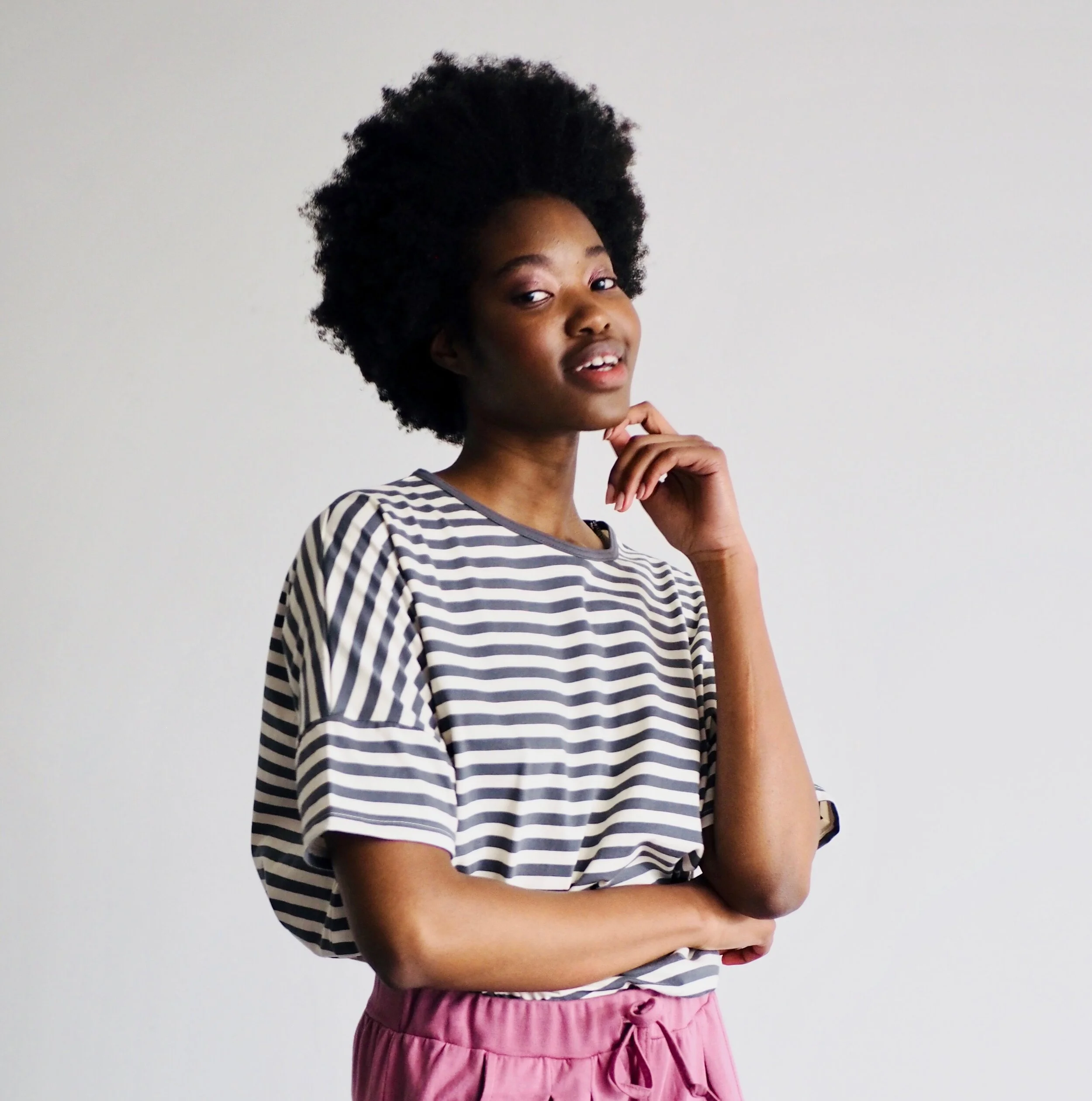 ame top / thunder grey stripe