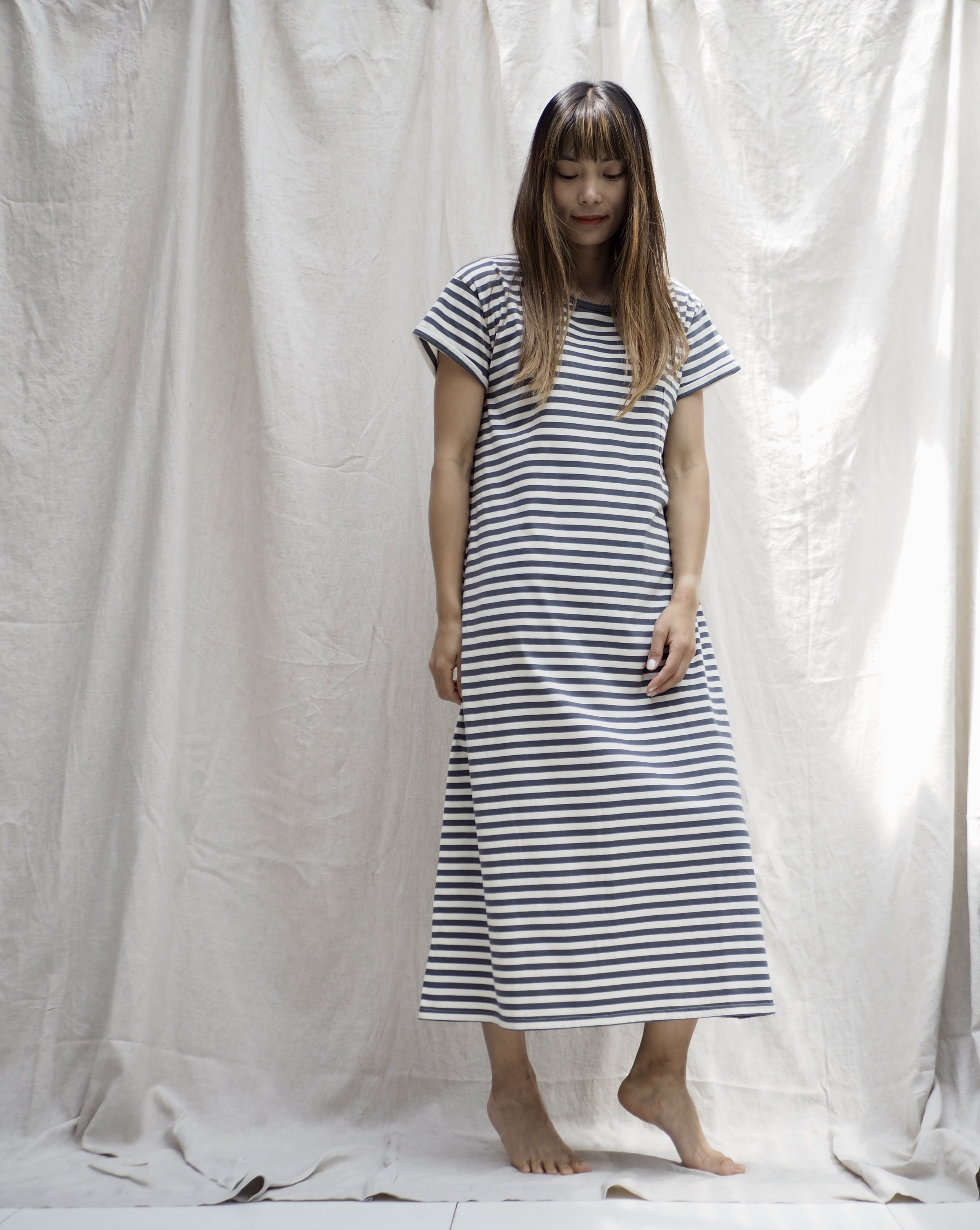 elara nightie/ thunder grey stripe
