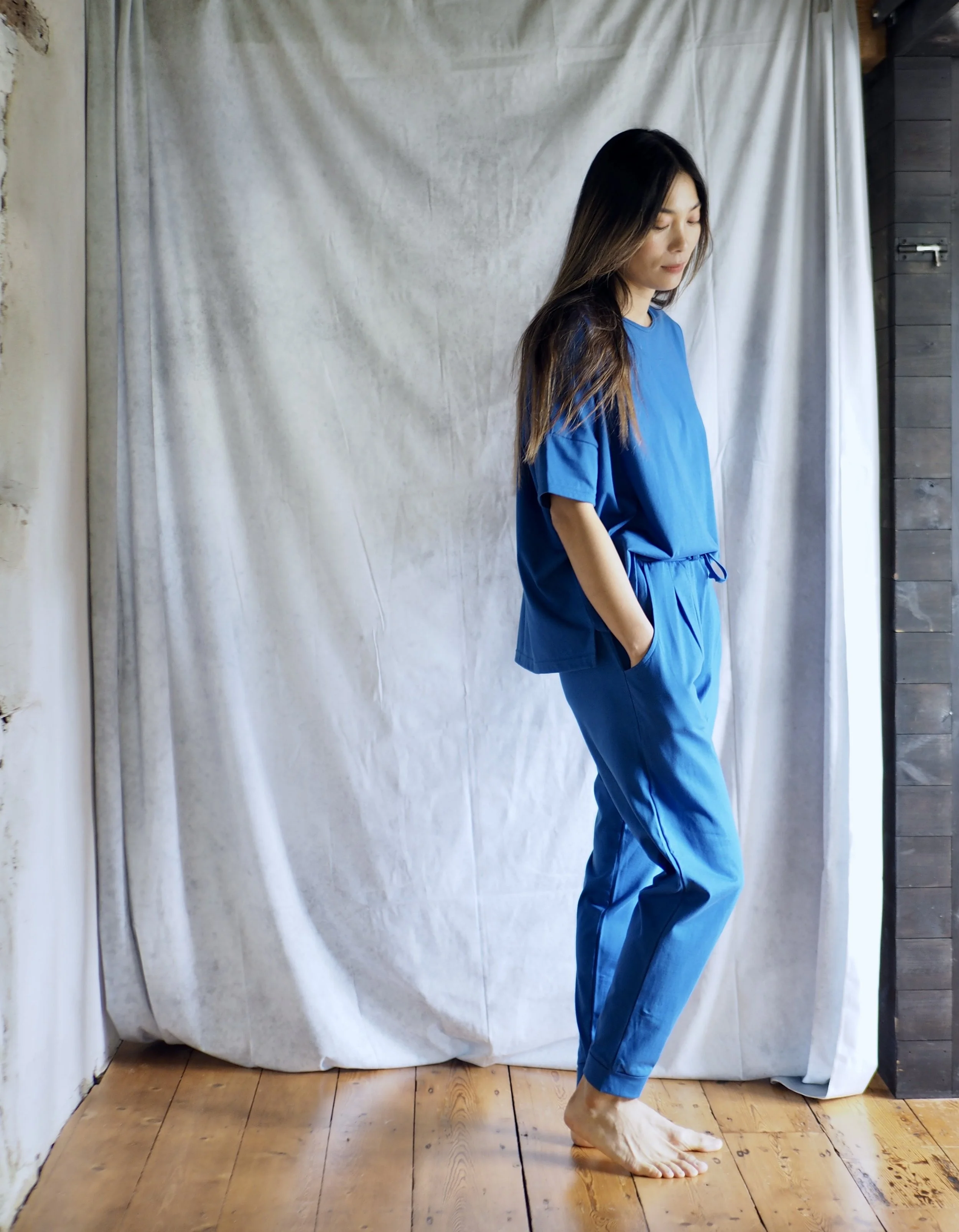 Noctu cobalt organic cotton joggers — Noctu