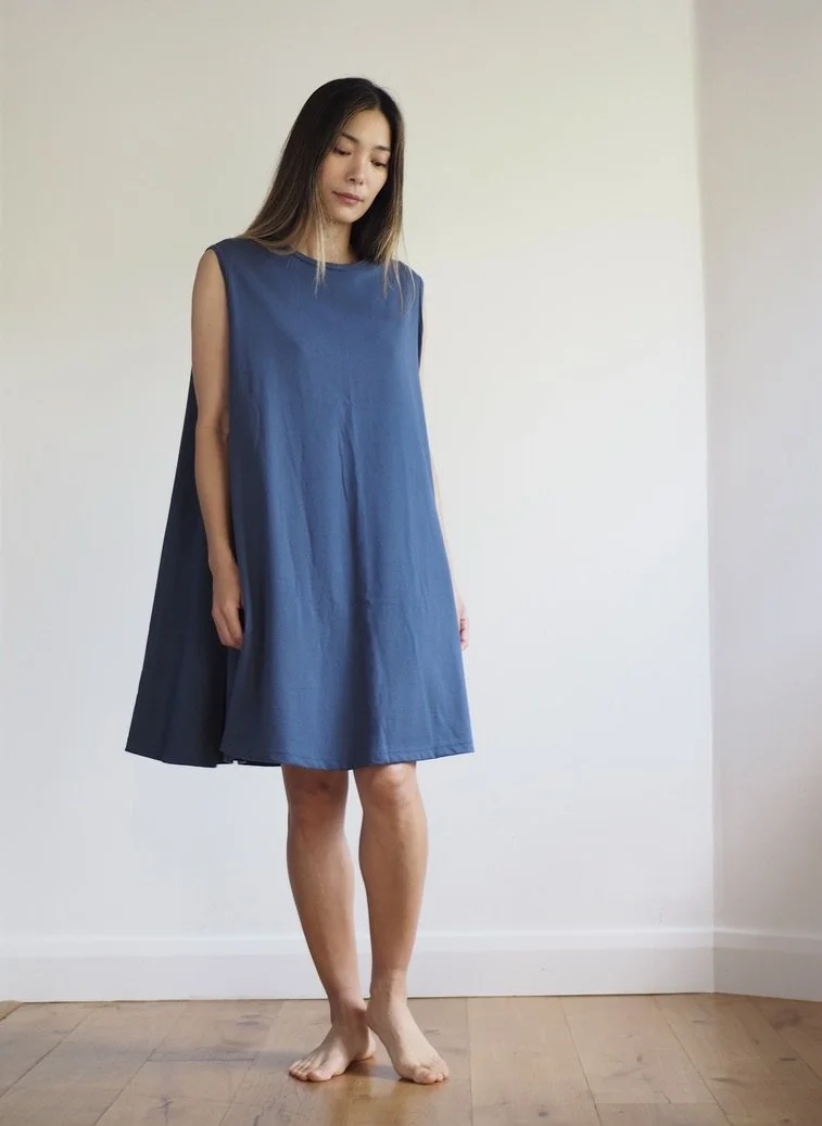 Midnight blue organic cotton nightie - Loose fitting and relaxed 