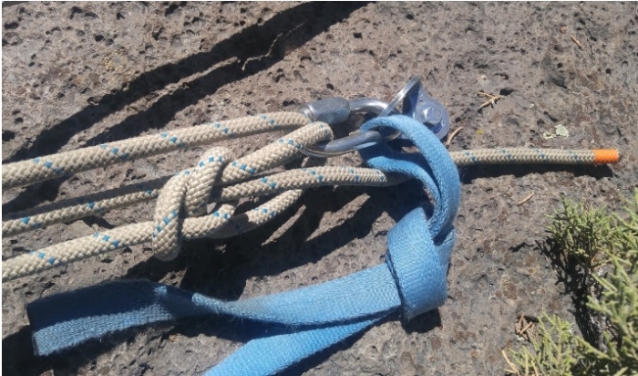 When using rope with a hanger style bolt, connectors still must be carried.