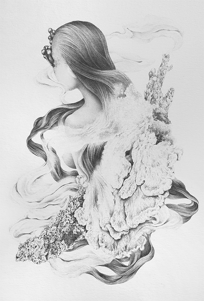 there is a two-fold silence— sea and shore— body and soul (original, unframed)