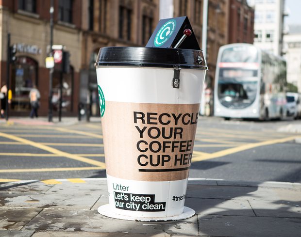 What our new coffee cup recycling bins are suggested to look like! Pretty cool!