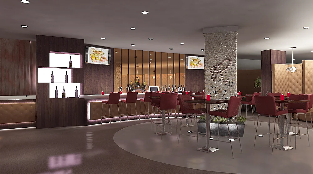 RIVERVIEW RESTAURANT A Bar/ Lounge And Restaurant Terrace Designed With A River Theme.