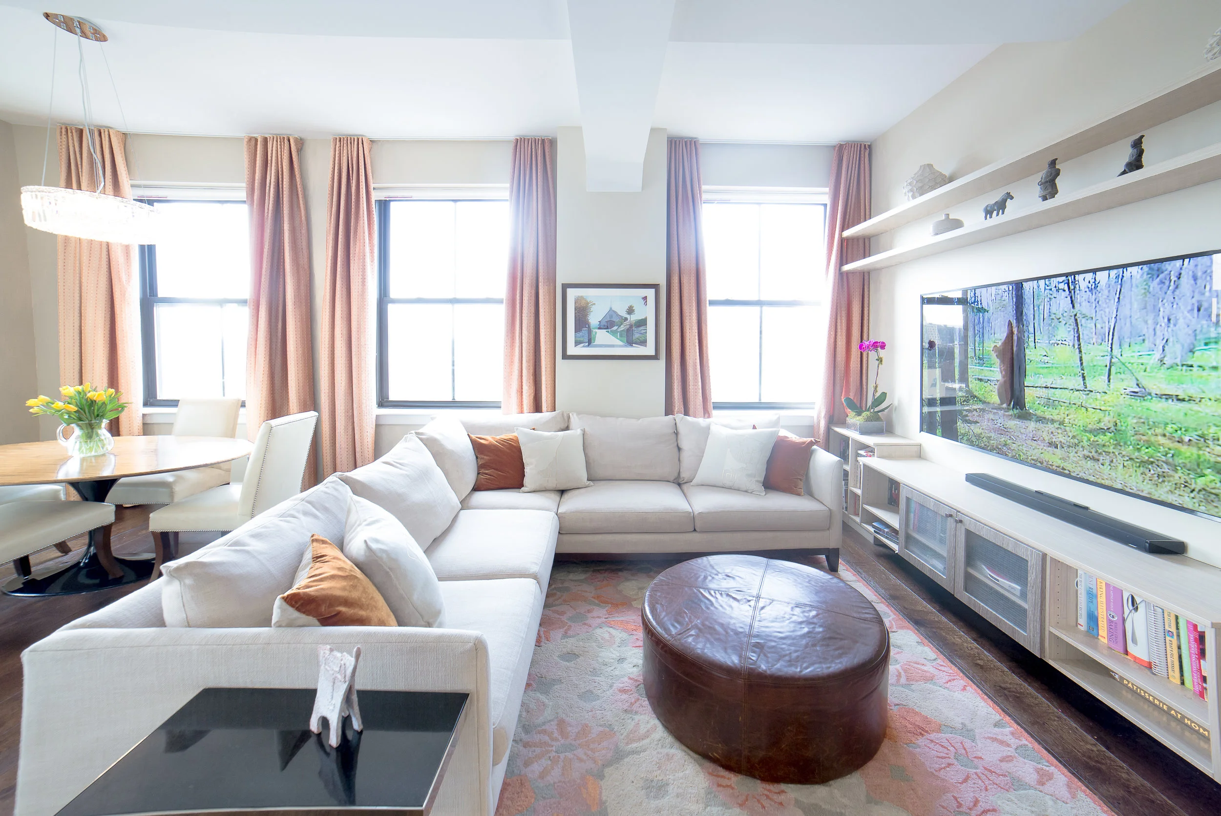 BEFORE AND AFTER LIVING ROOM THE BROOKLYN CLOCK TOWER RESIDENCE