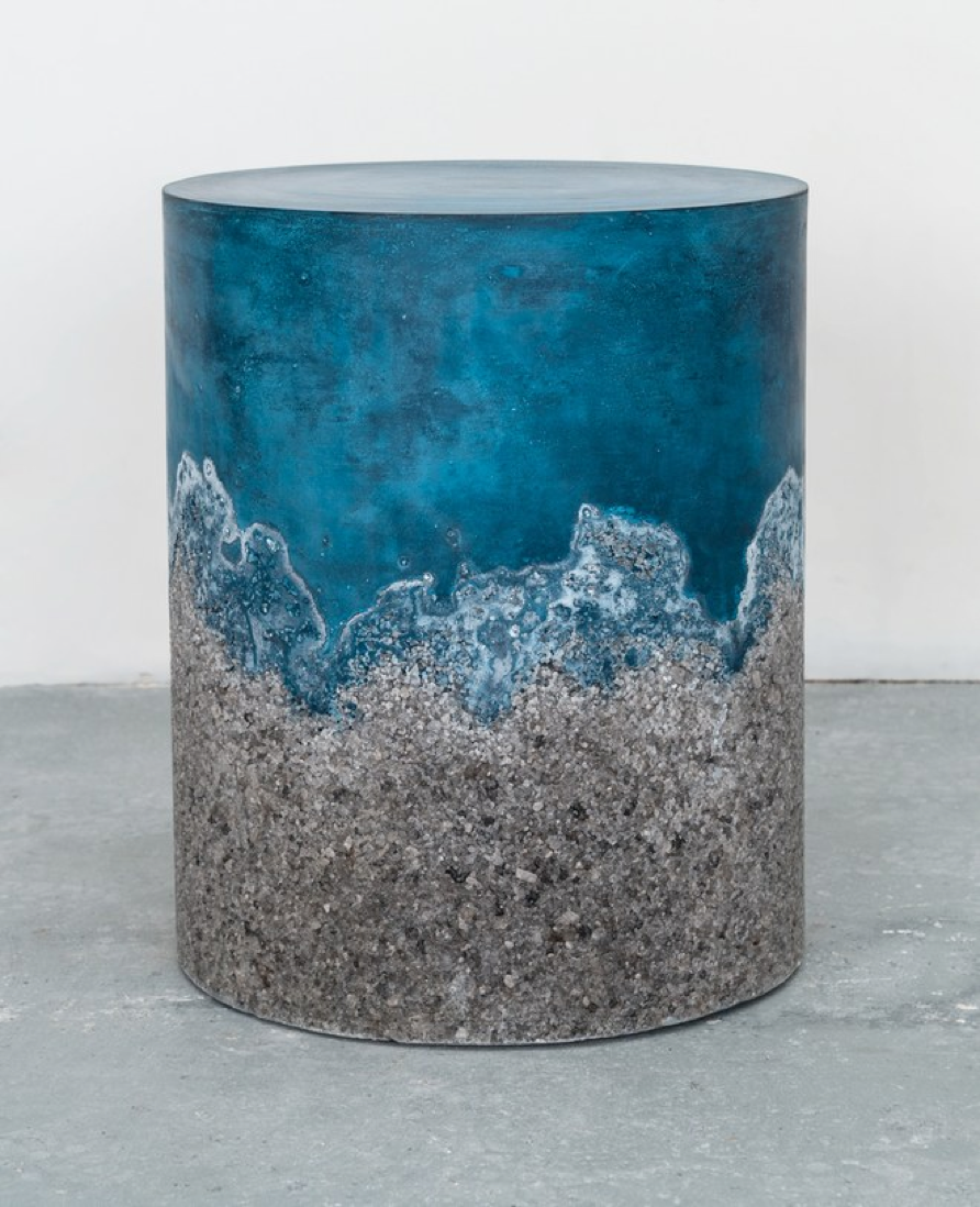 -	Mixed material of rock and Himalayan salt drum table by AMMA