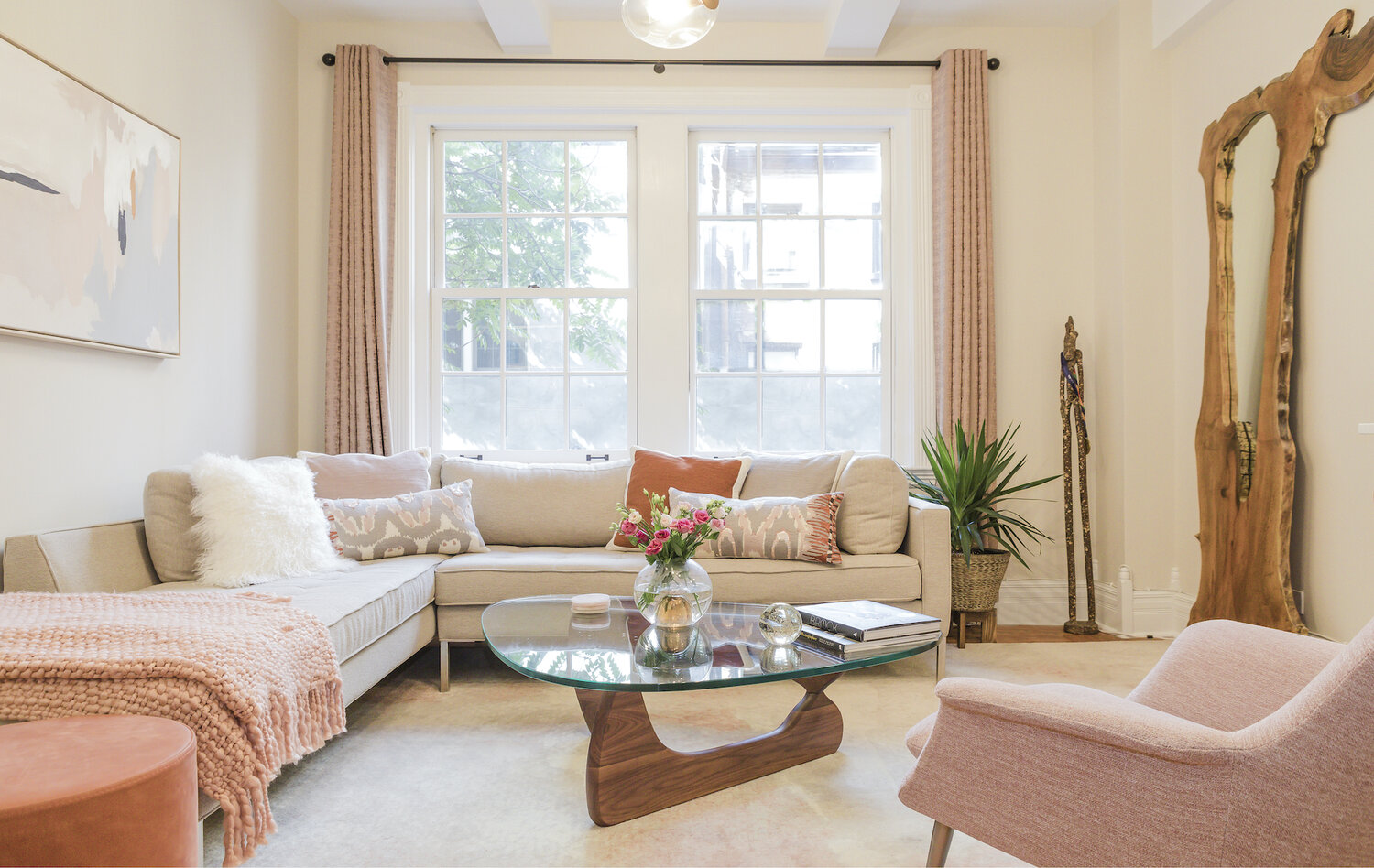 Pink living room interior design