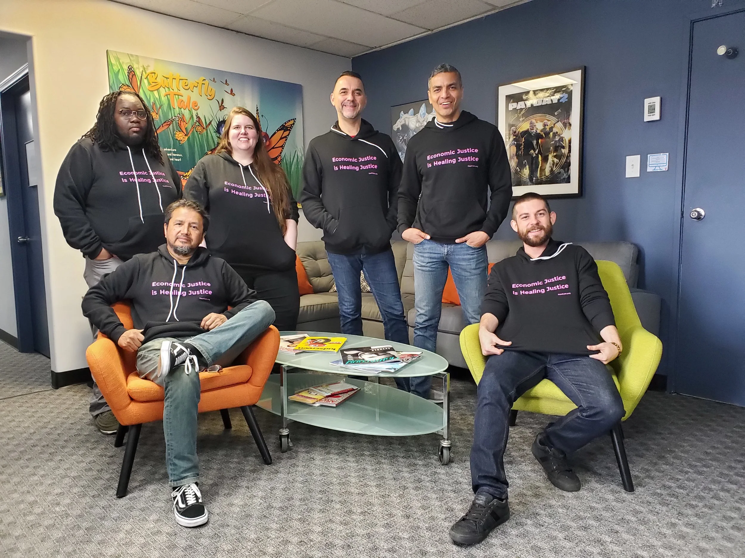 Team Verité in our “Economic Justice is Healing Justice” hoodies